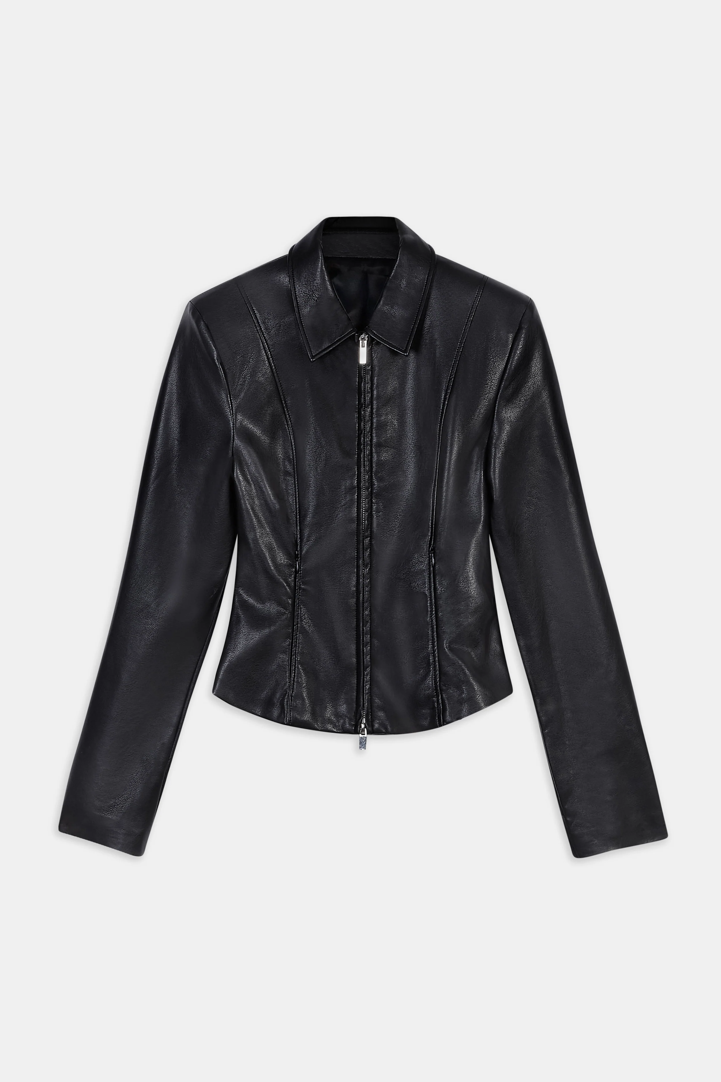90's Slim Fit Leather Jacket - Black - Image 9