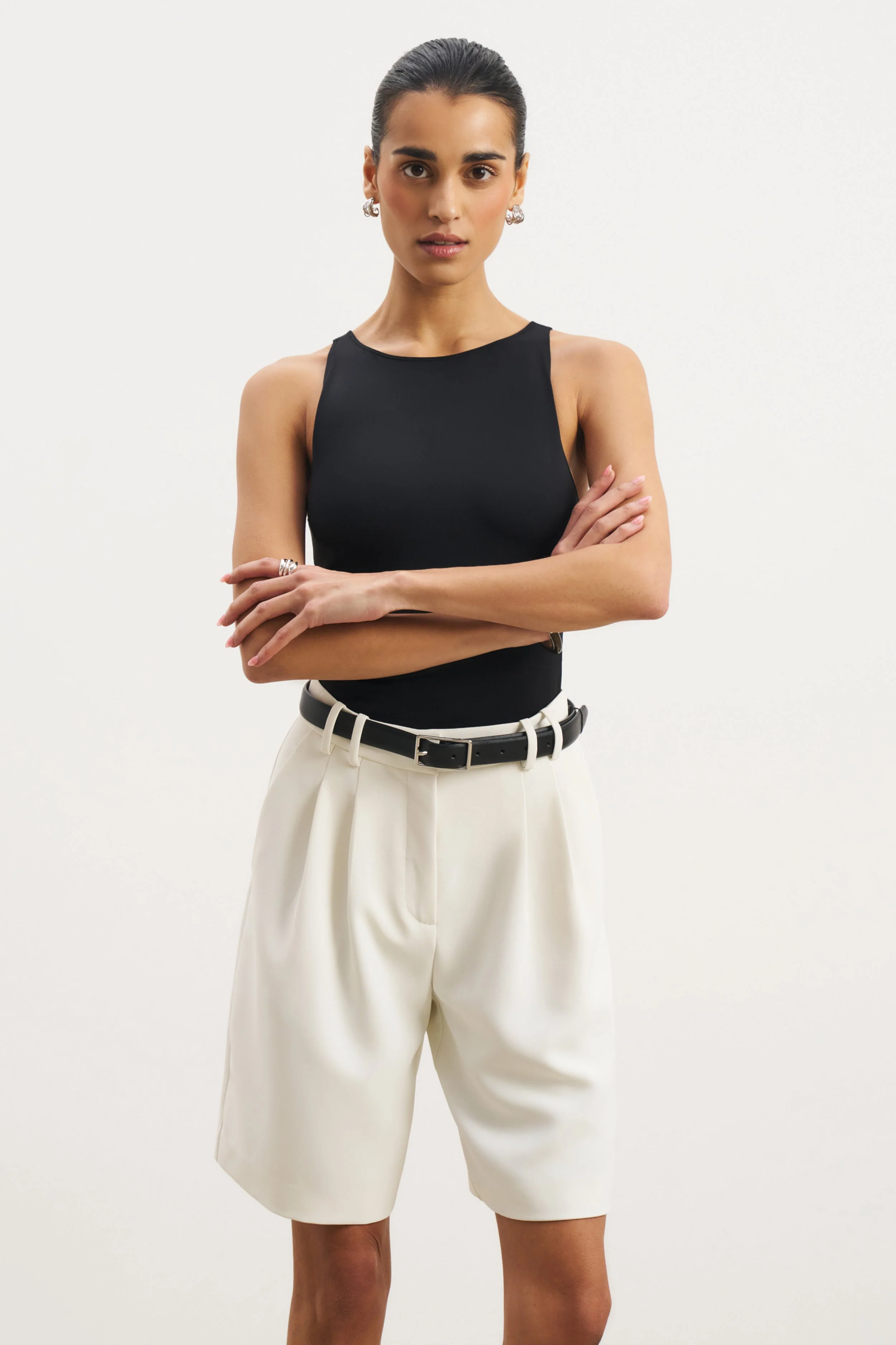 Boat Neck Tank Top - Black