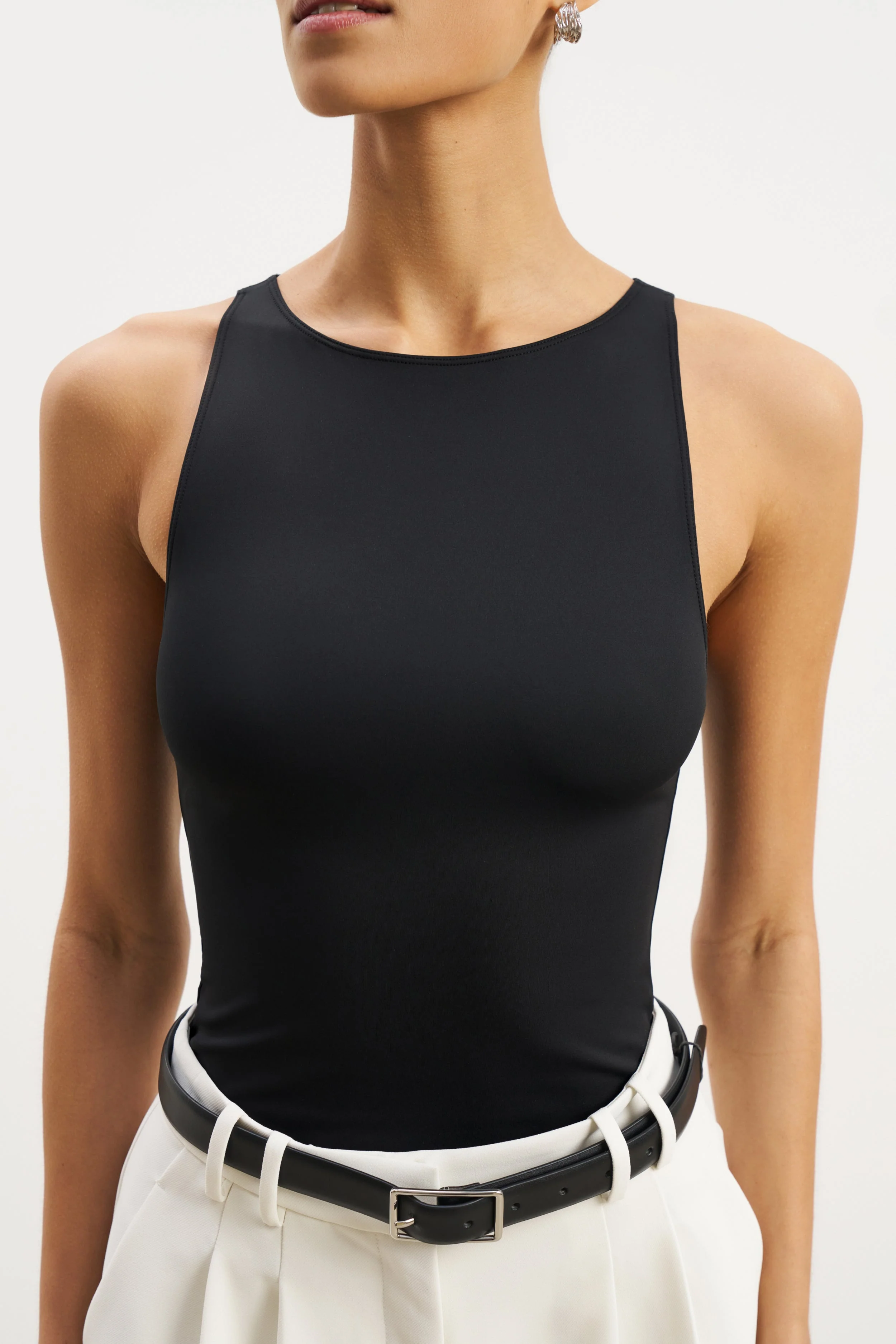 Boat Neck Tank Top - Black - Image 2