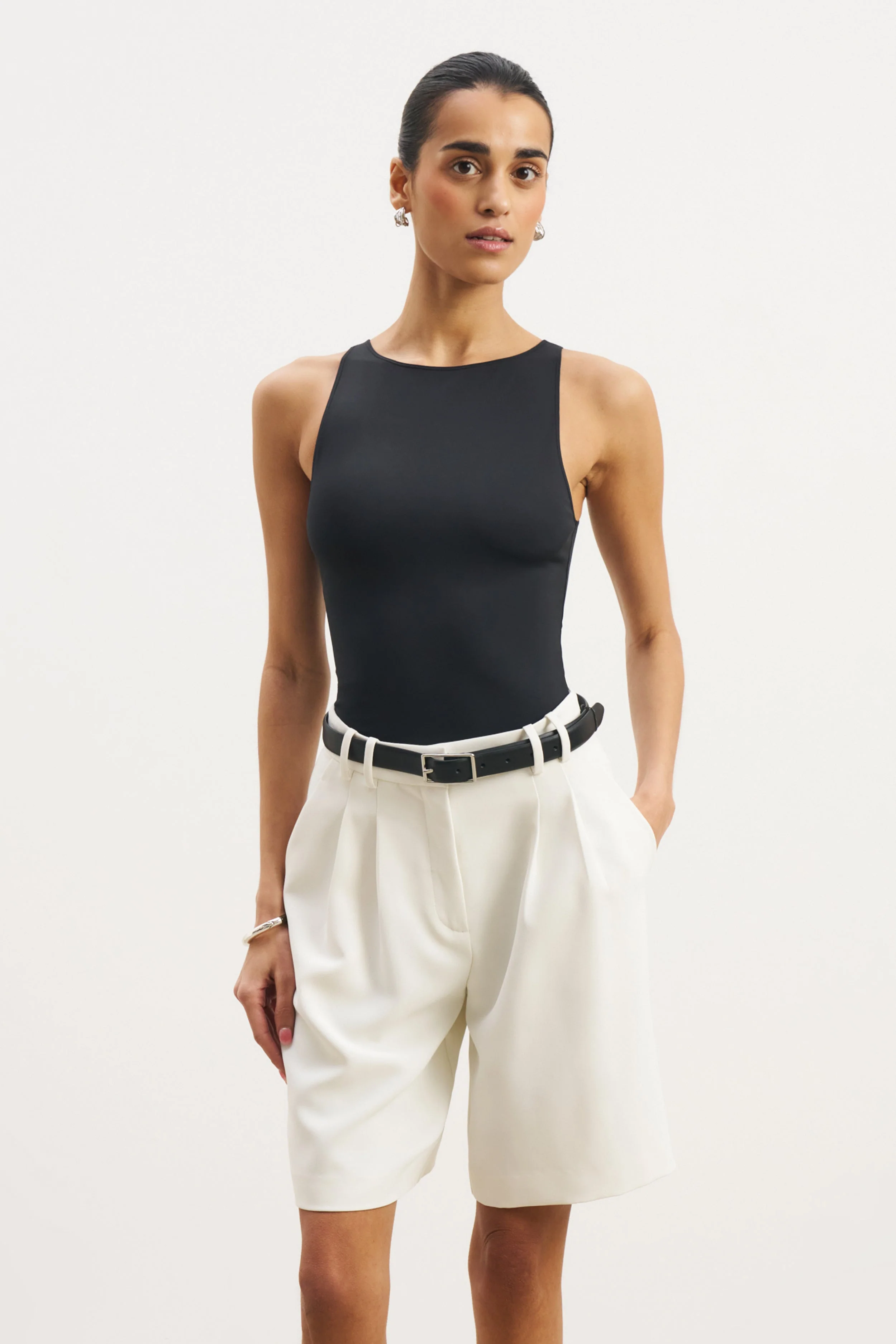 Boat Neck Tank Top - Black - Image 4