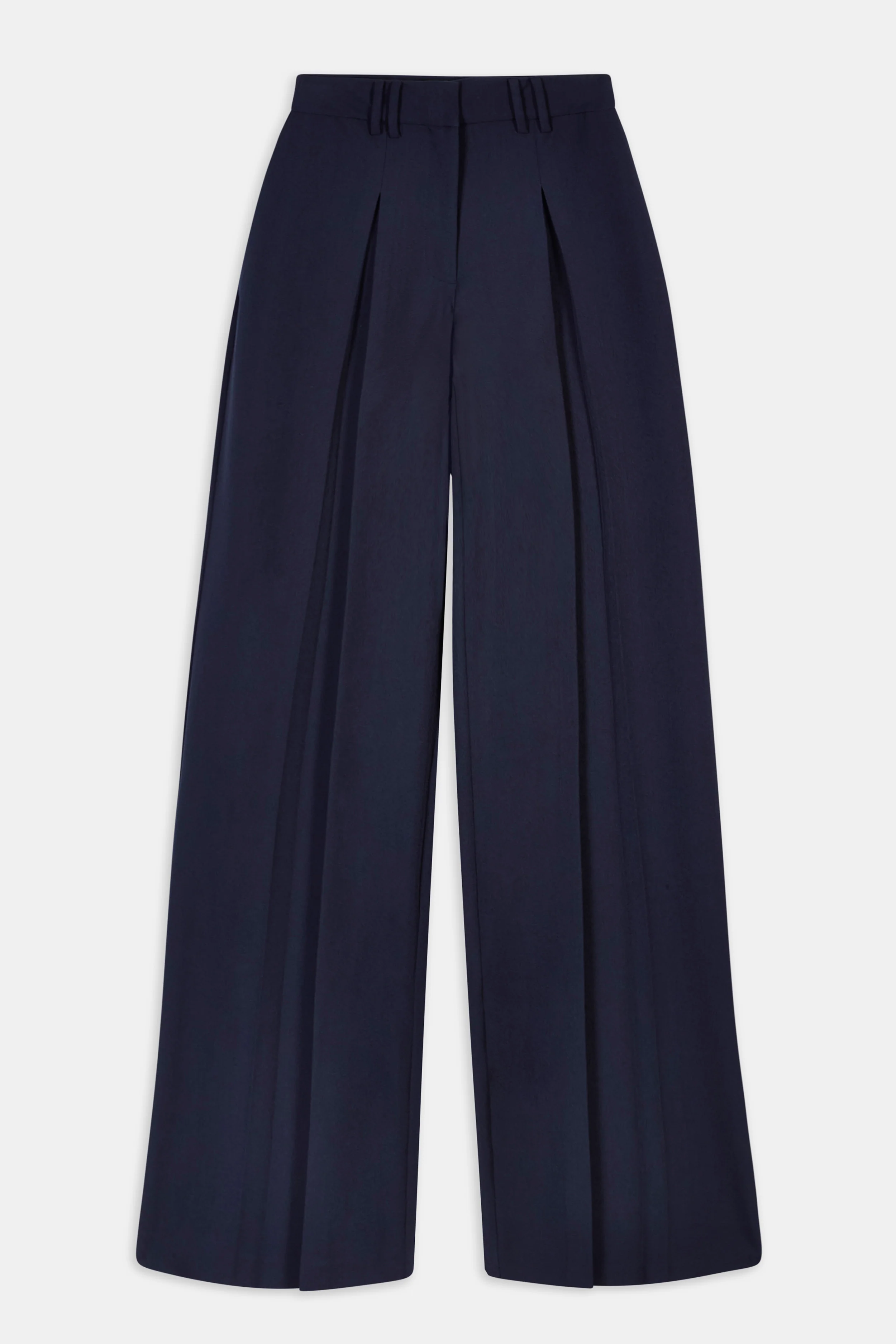 Box Pleat Tailored Wide Leg Trousers - Navy - Image 10