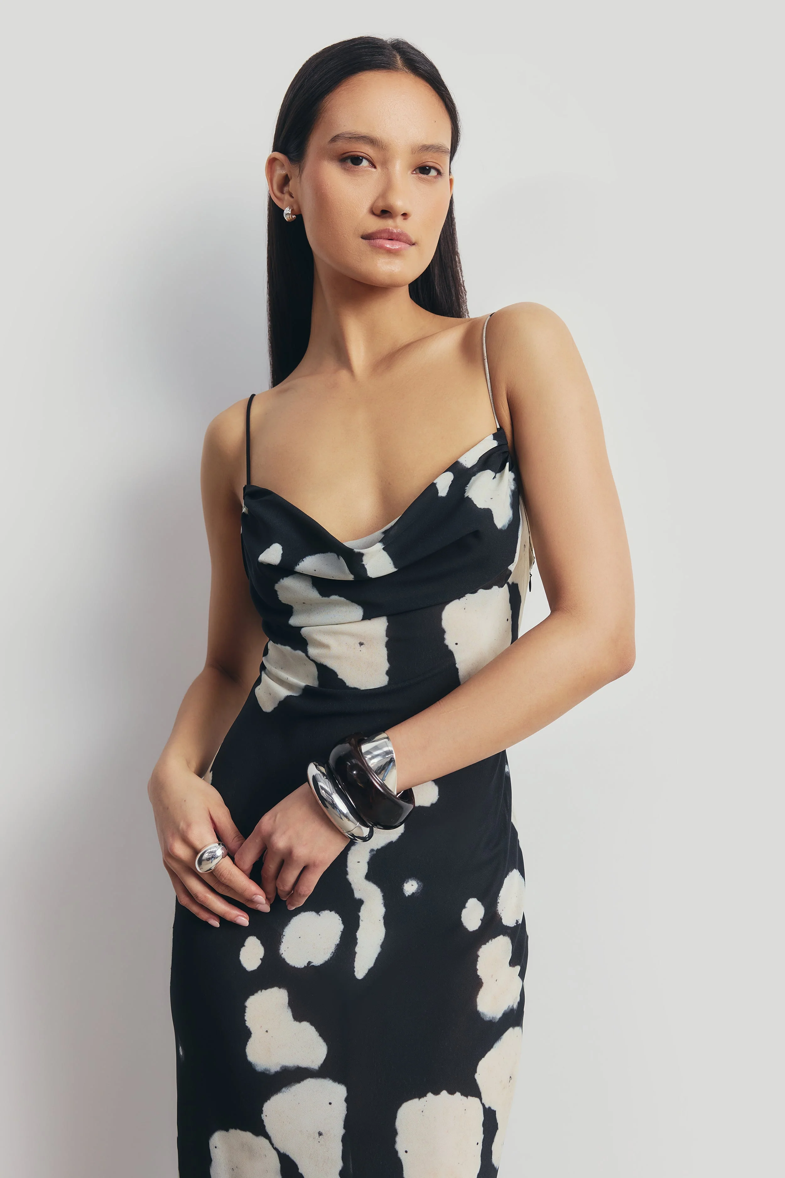 Chiffon Cowl Camisole Maxi Dress - Abstract Pebble - Image 6