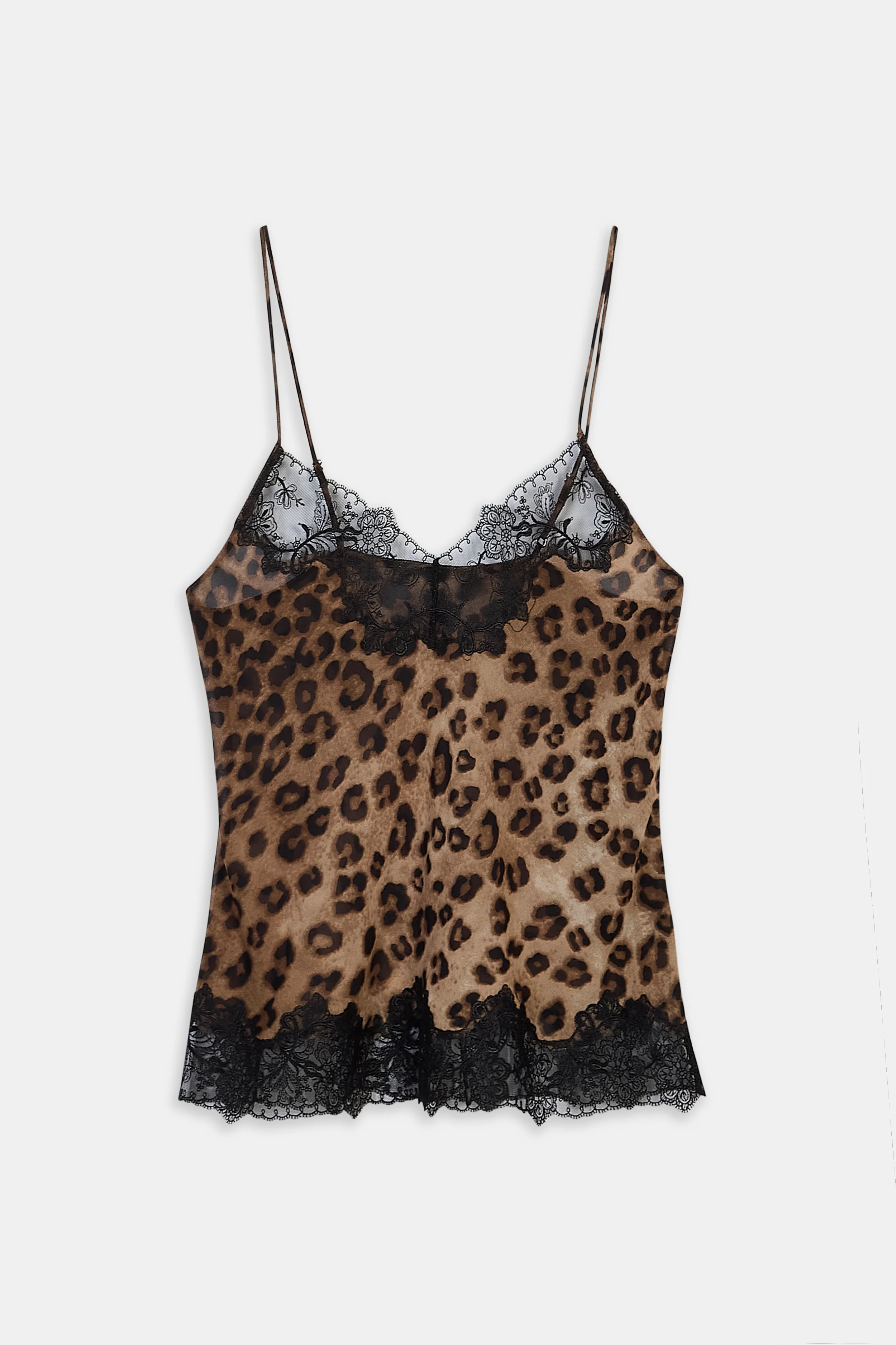 Chiffon Lace Detail Camisole - Leopard Print - Image 9