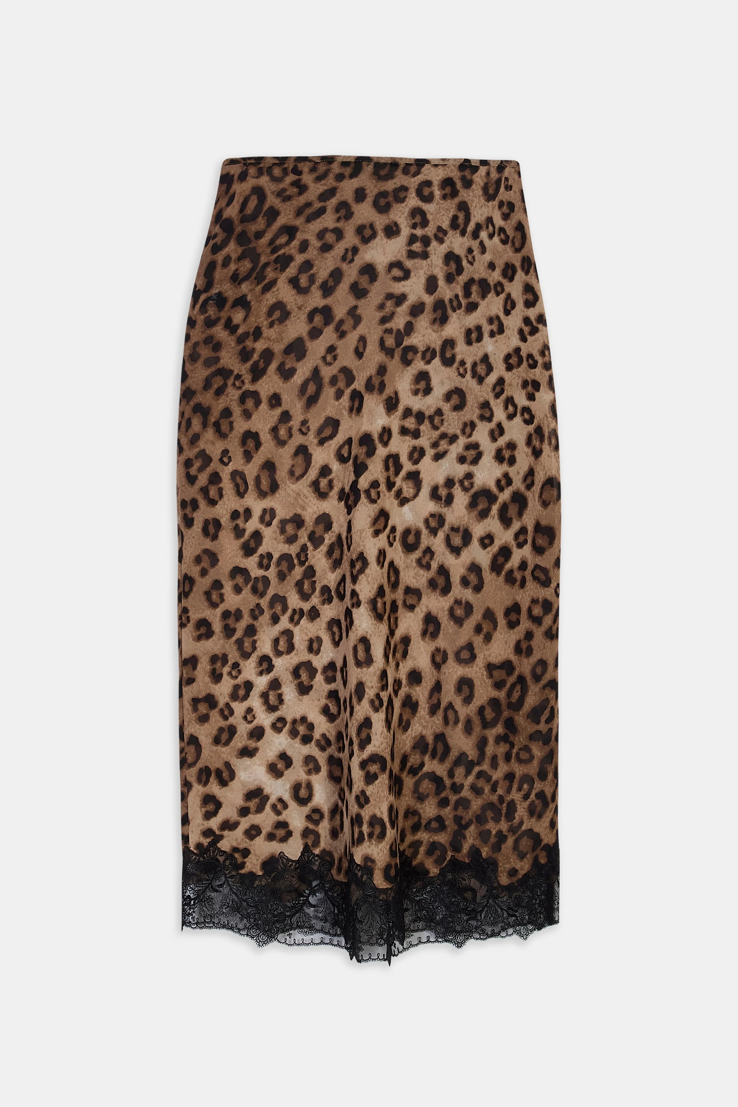 Chiffon Lace Detail Midi Skirt - Leopard Print - Image 11