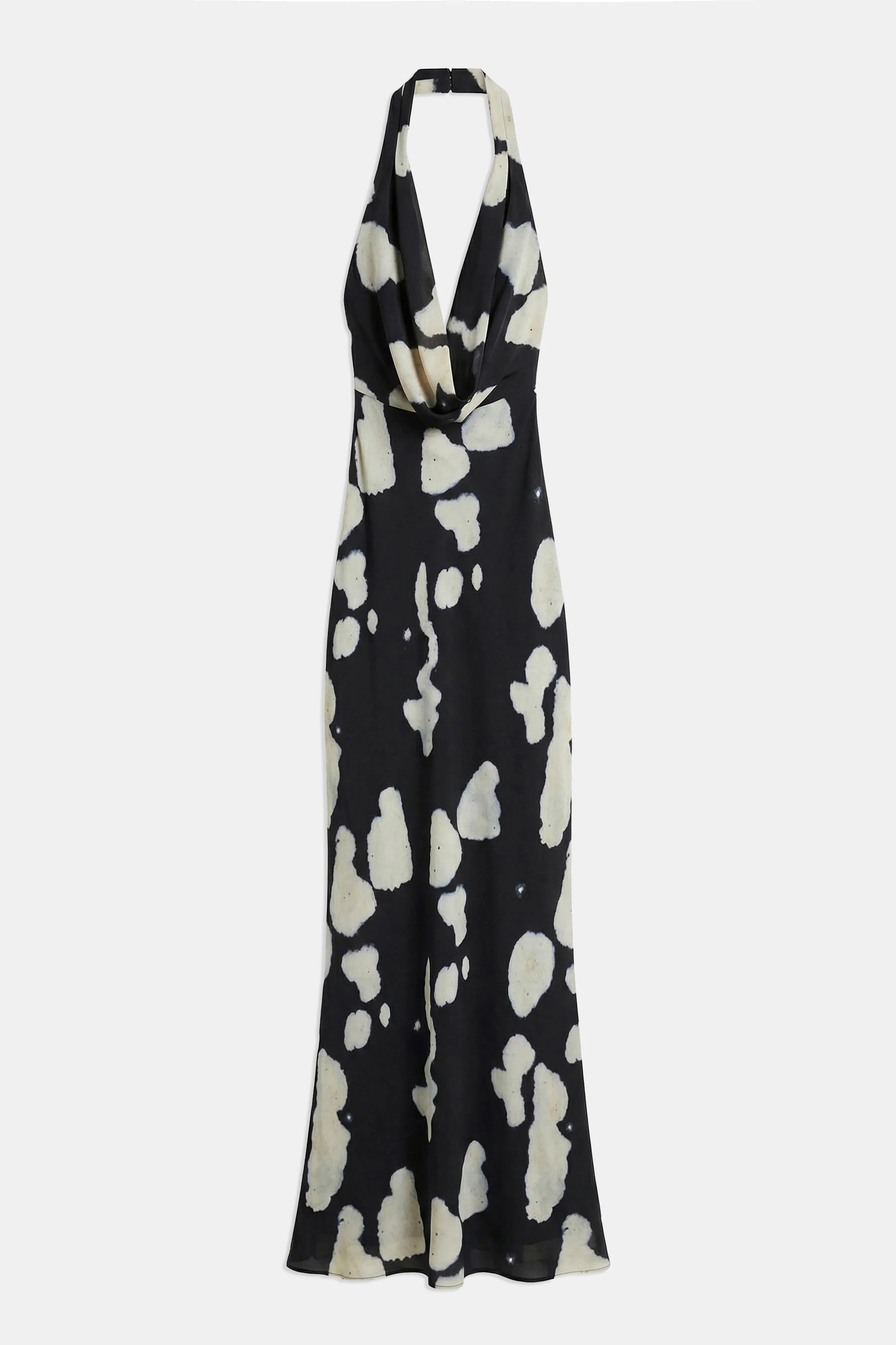 Chiffon Plunging Cowl Neck Maxi Dress - Abstract Pebble - Image 8
