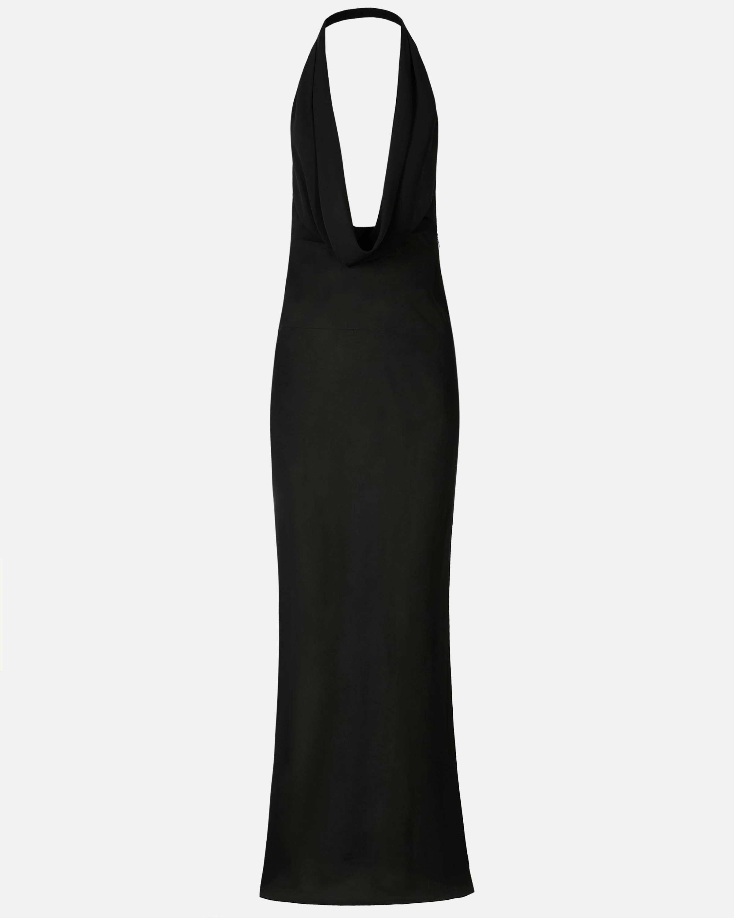 Chiffon Plunging Cowl Neck Maxi Dress - Black - Image 10