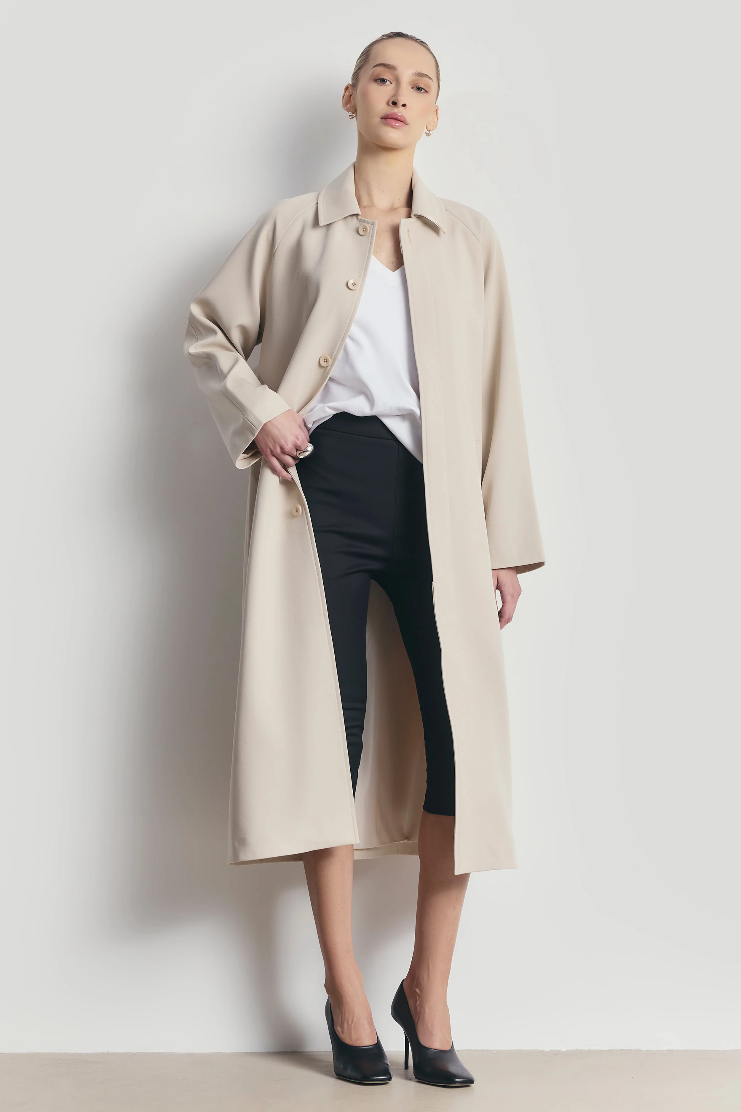 Clean Cut Longline Driving Coat - Stone - Image 6