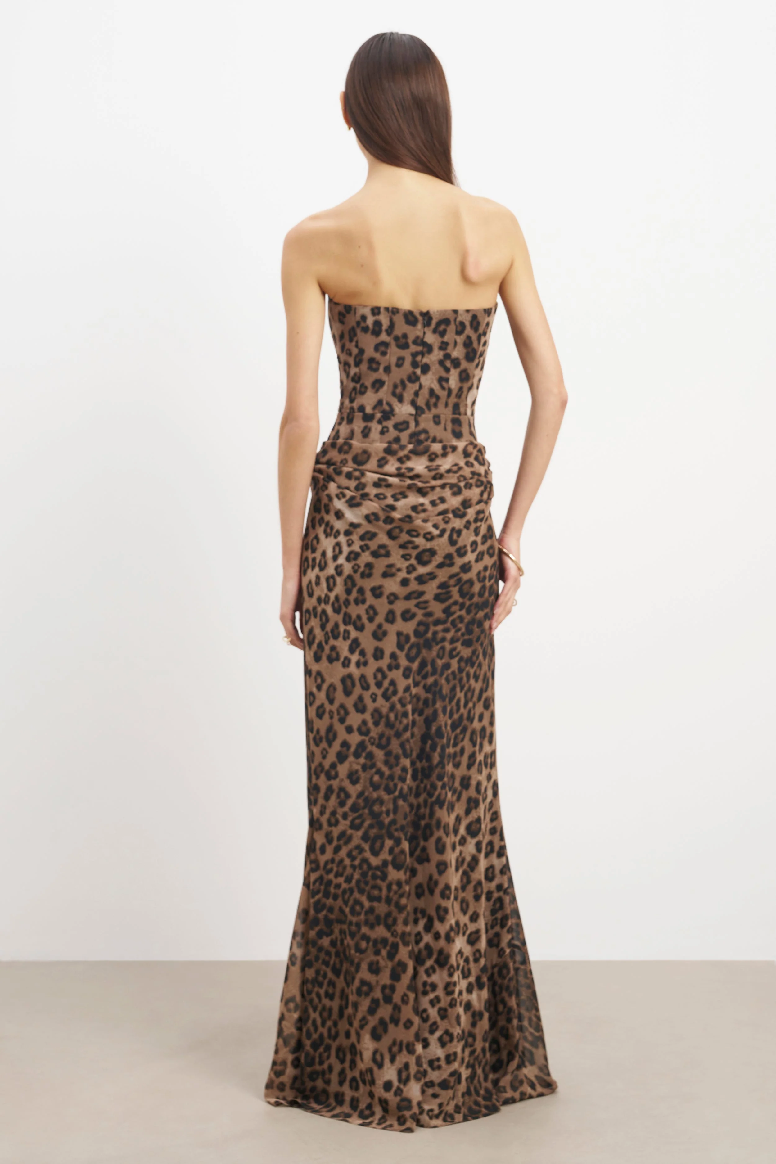 Corset Gown with Draped Hip - Leopard Print - Image 10