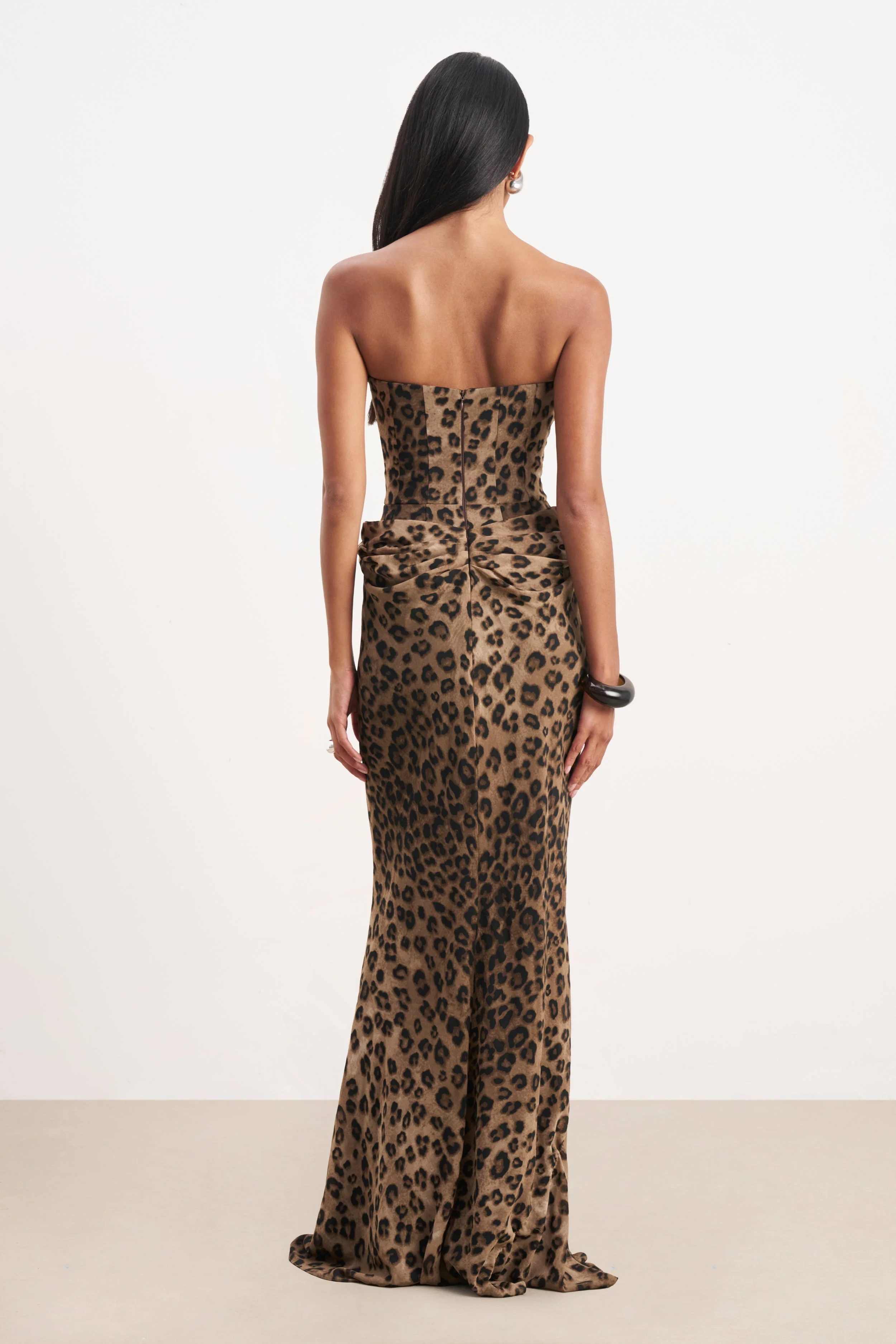 Corset Gown with Draped Hip - Leopard Print - Image 15