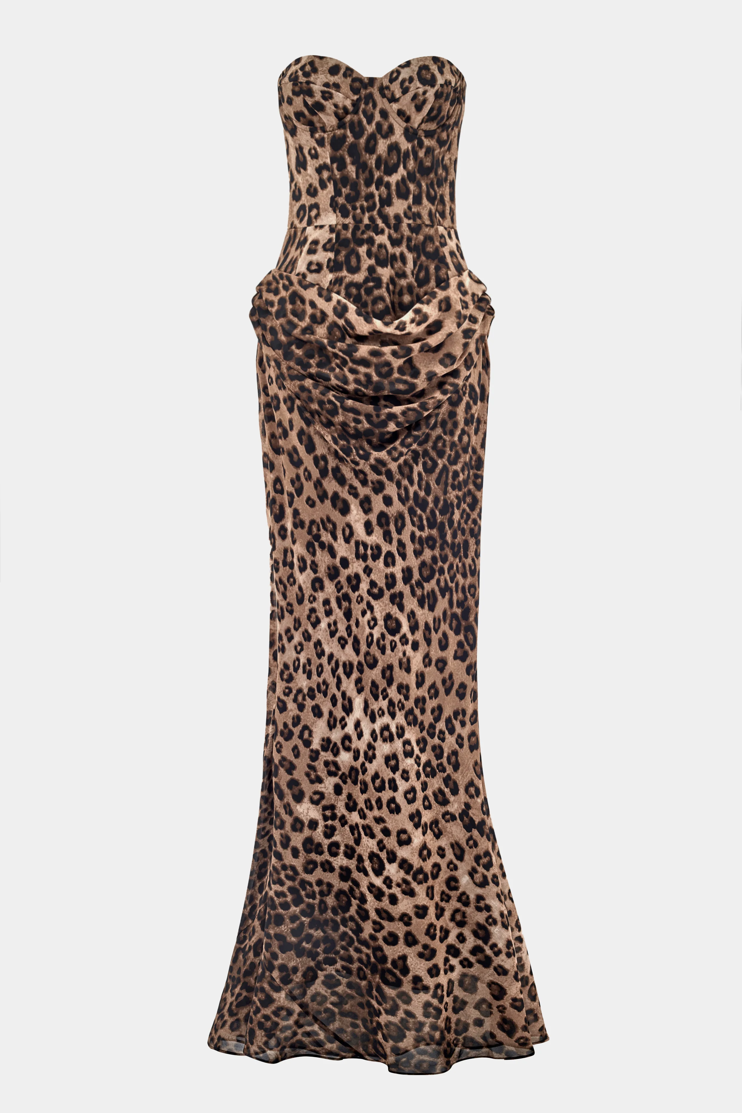 Corset Gown with Draped Hip - Leopard Print - Image 18