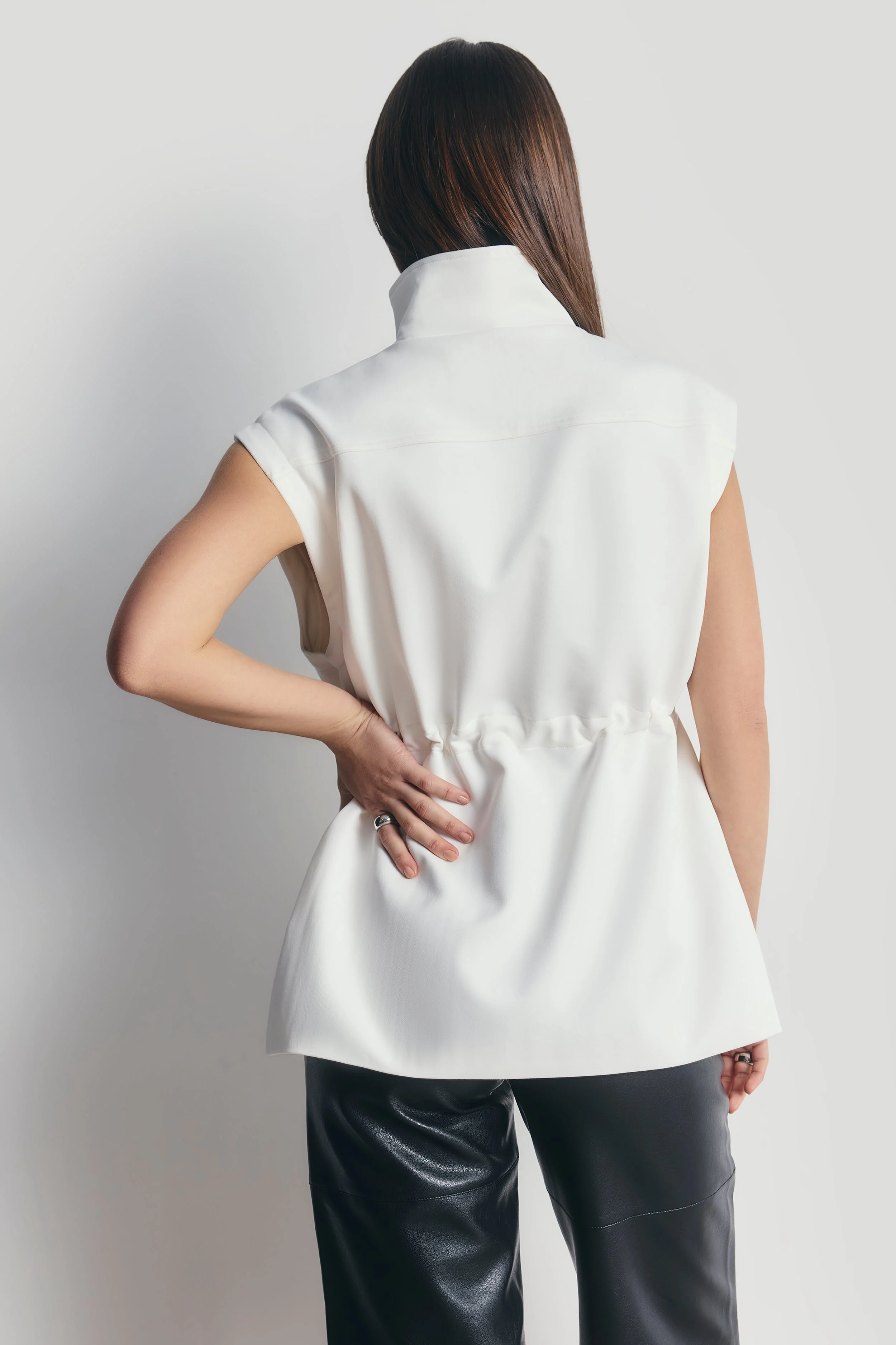 Cotton Sleeveless Utility Vest - White - Image 6