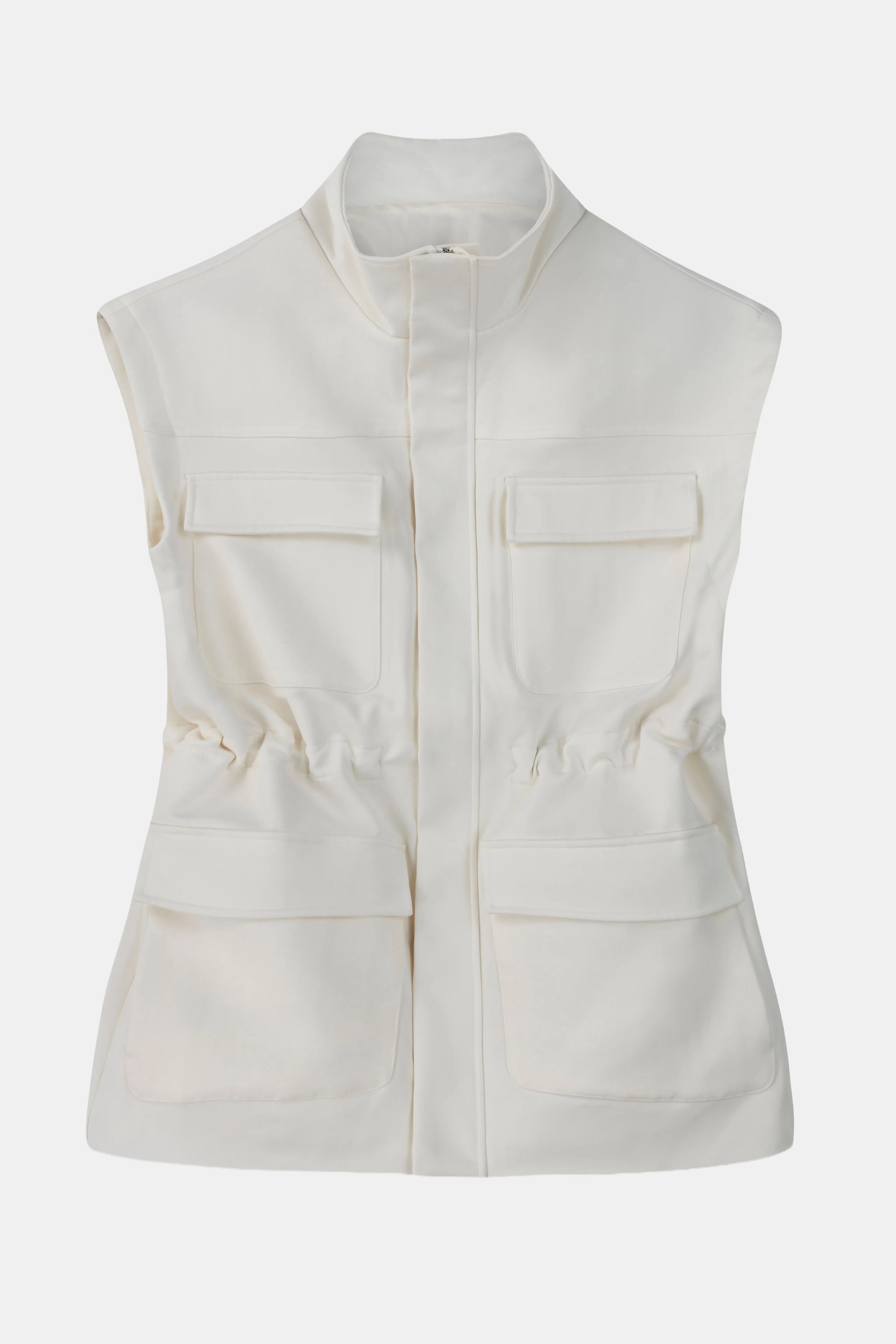 Cotton Sleeveless Utility Vest - White - Image 8