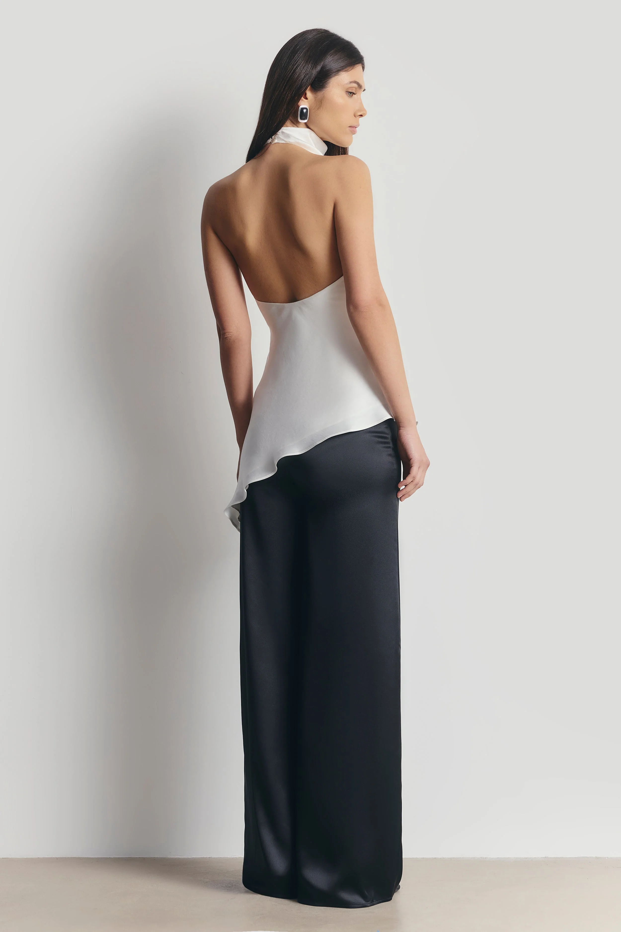 Cowl Neck Asymmetric Top - White - Image 4