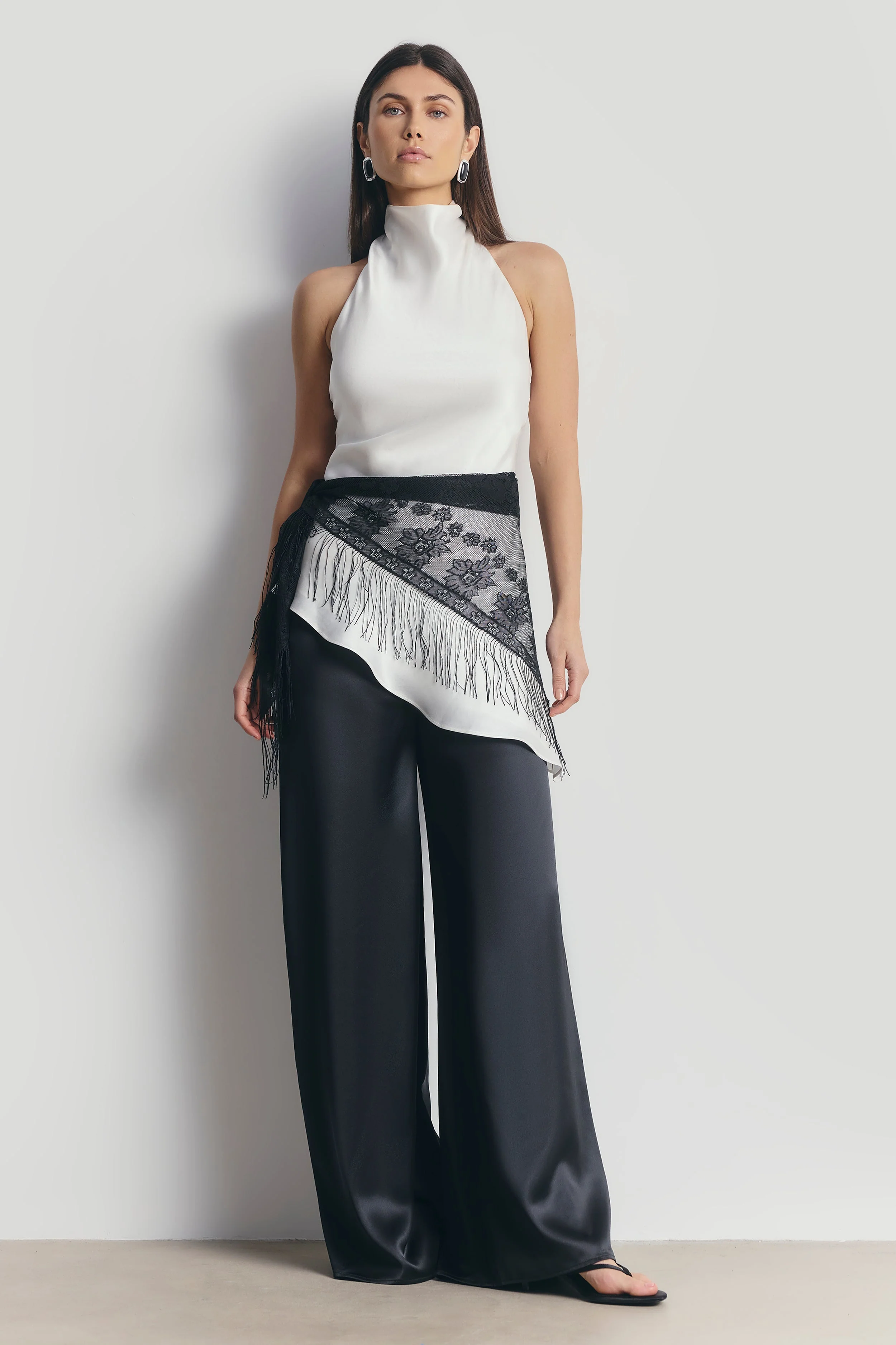 Cowl Neck Asymmetric Top - White - Image 5