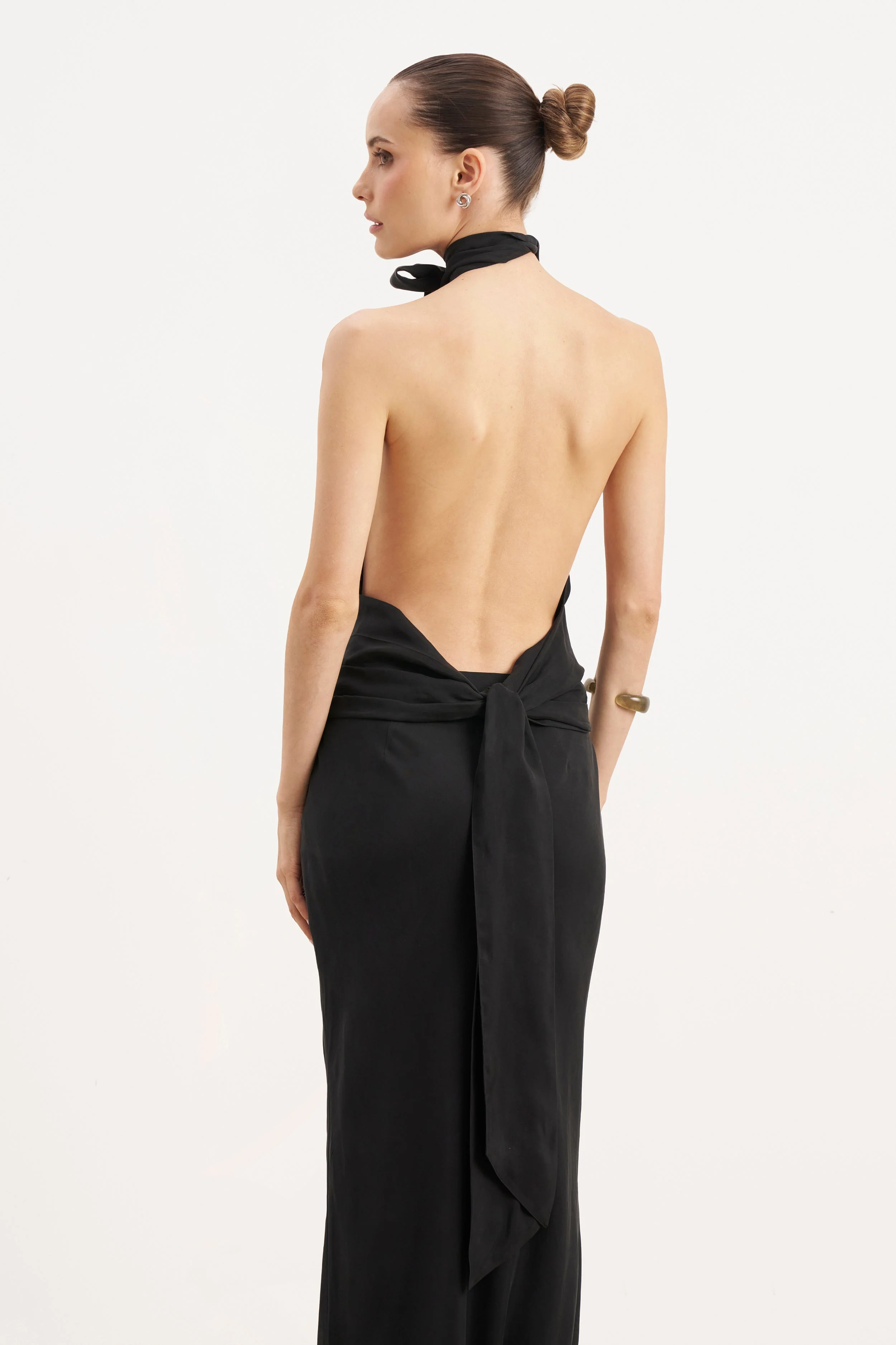 Cupro Bias Cut Maxi Skirt - Black - Image 6