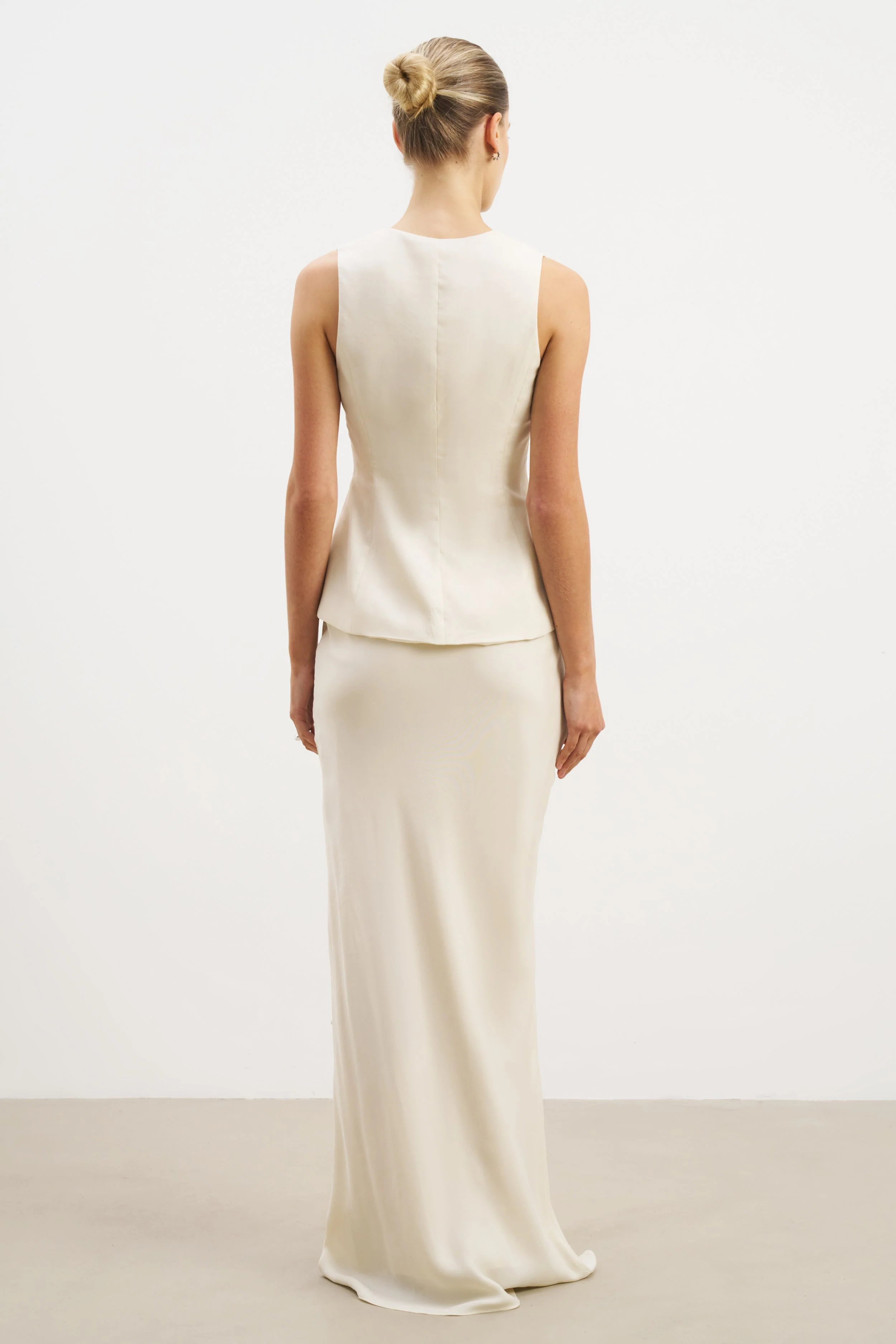 Cupro Bias-Cut Maxi Skirt - Champagne - Image 5