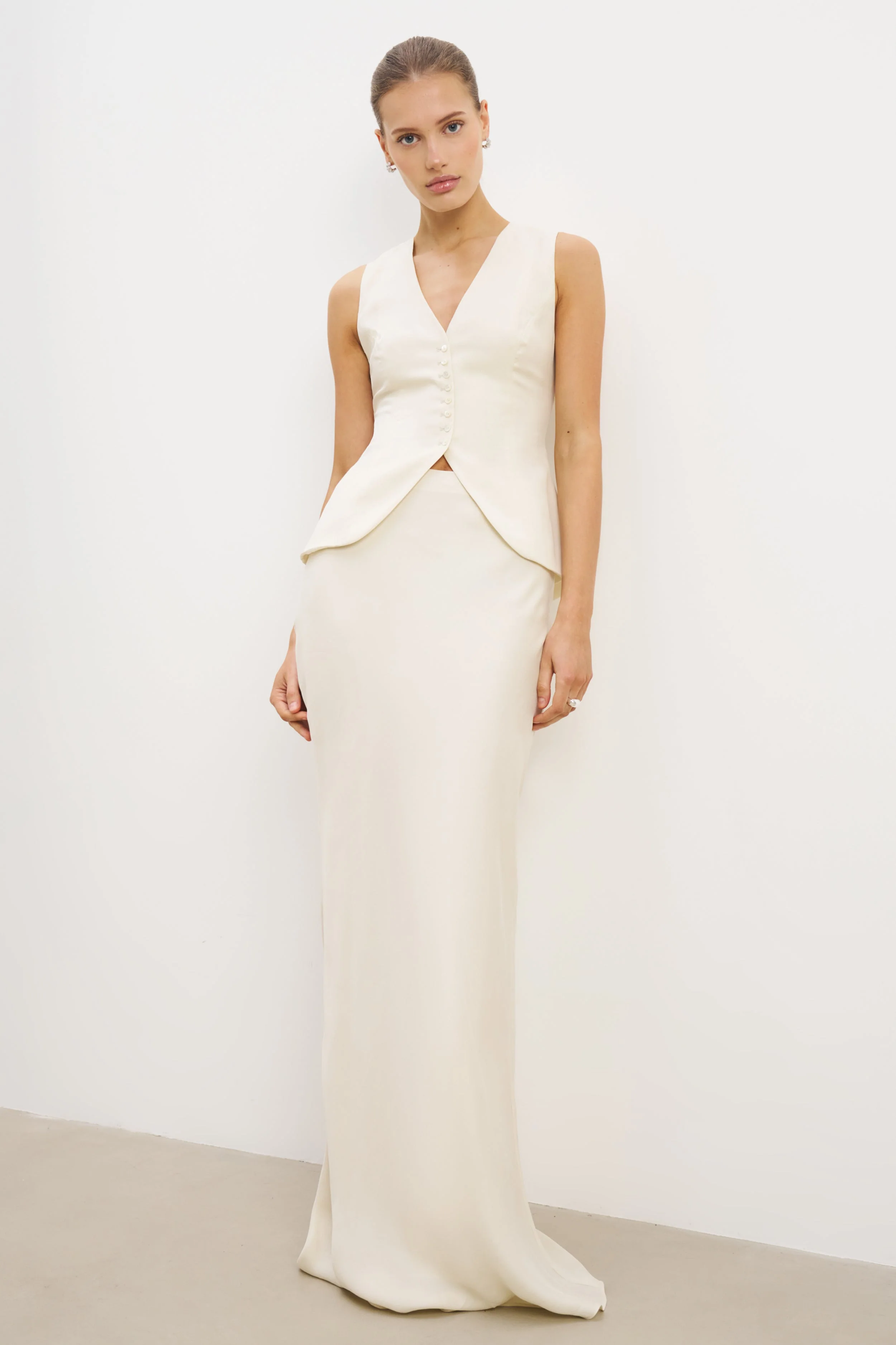 Cupro Delicate Peplum Waistcoat - Champagne - Image 5