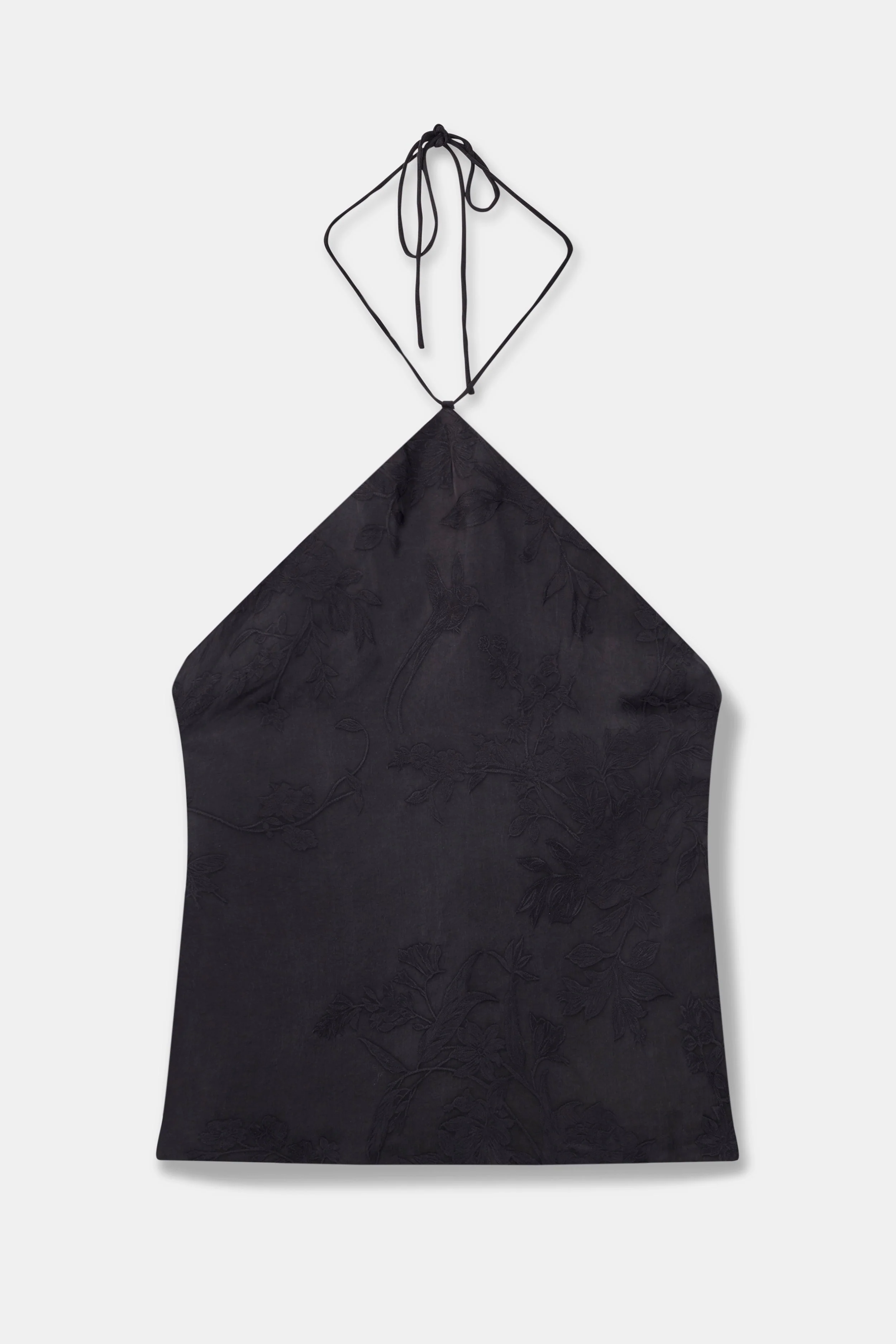Cupro Jacquard Tailored Halterneck Top - Charcoal - Image 8