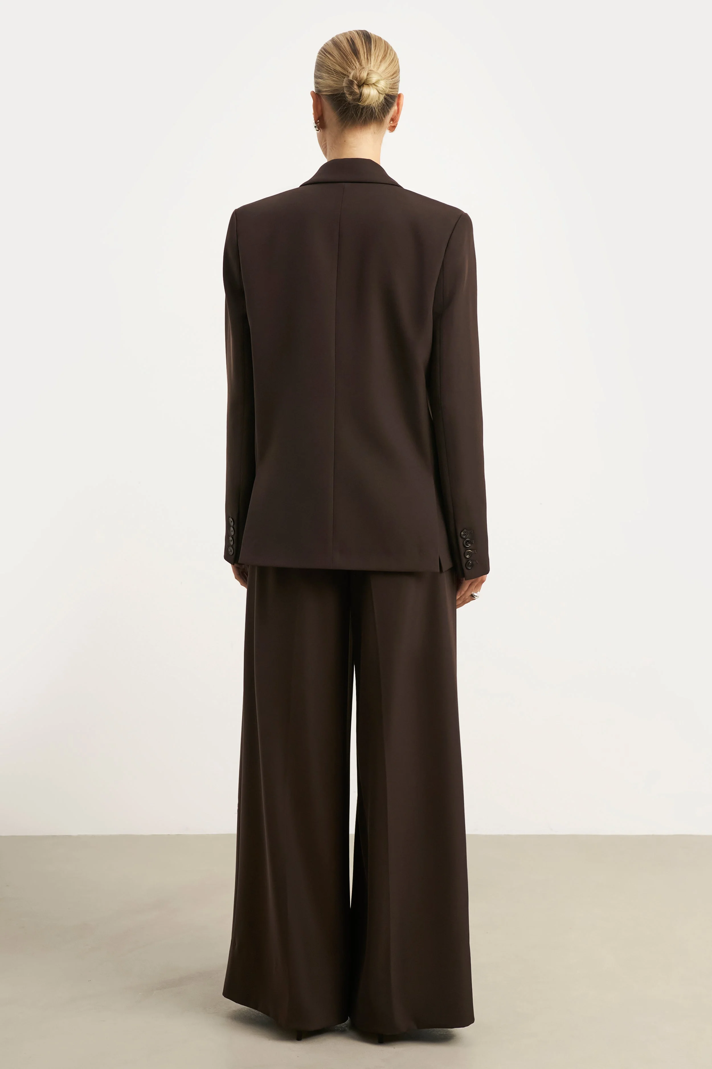 Dropped Waist Double Breasted Blazer - Carob - Image 8