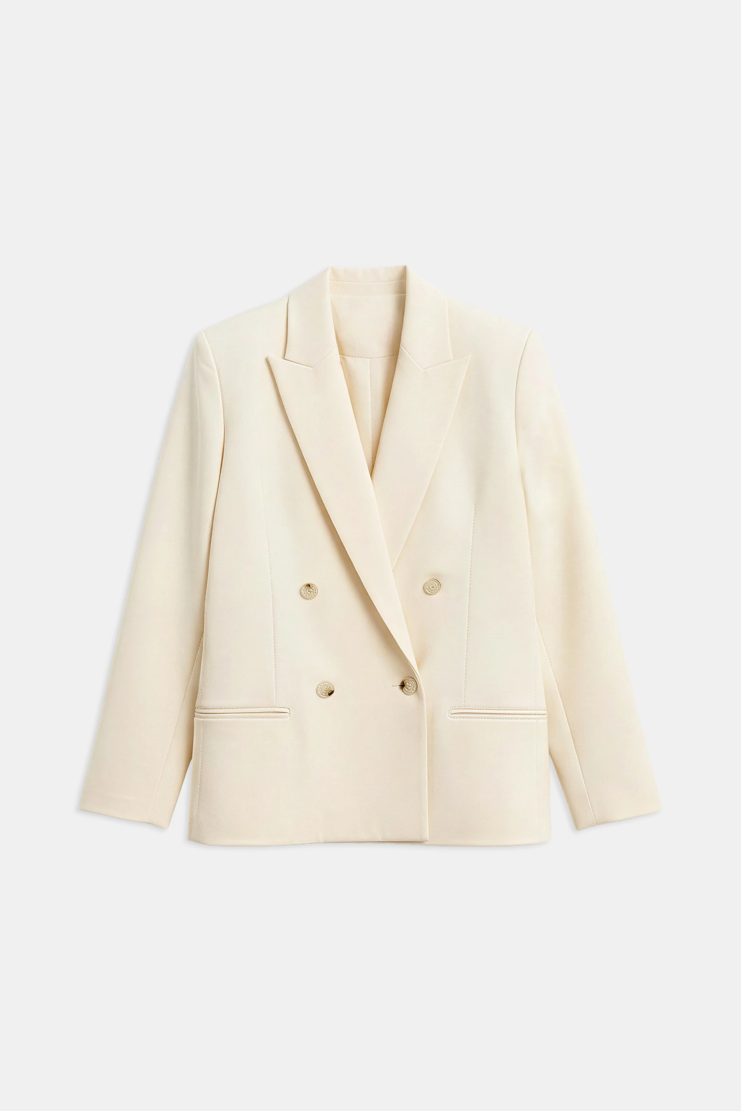 Dropped Waist Double Breasted Blazer - Cream - Image 10