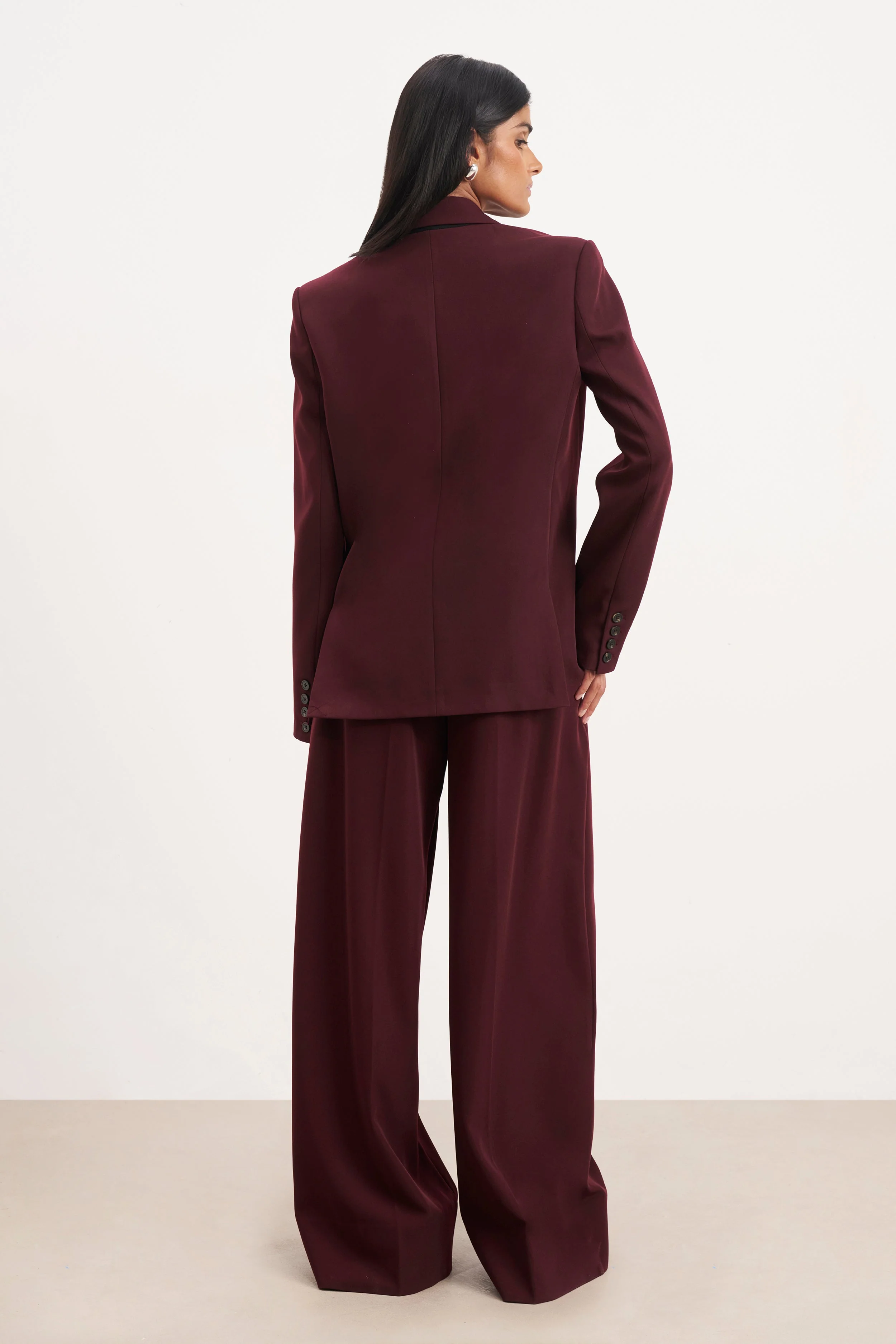 Dropped Waist Double Breasted Blazer - Mulberry - Image 10
