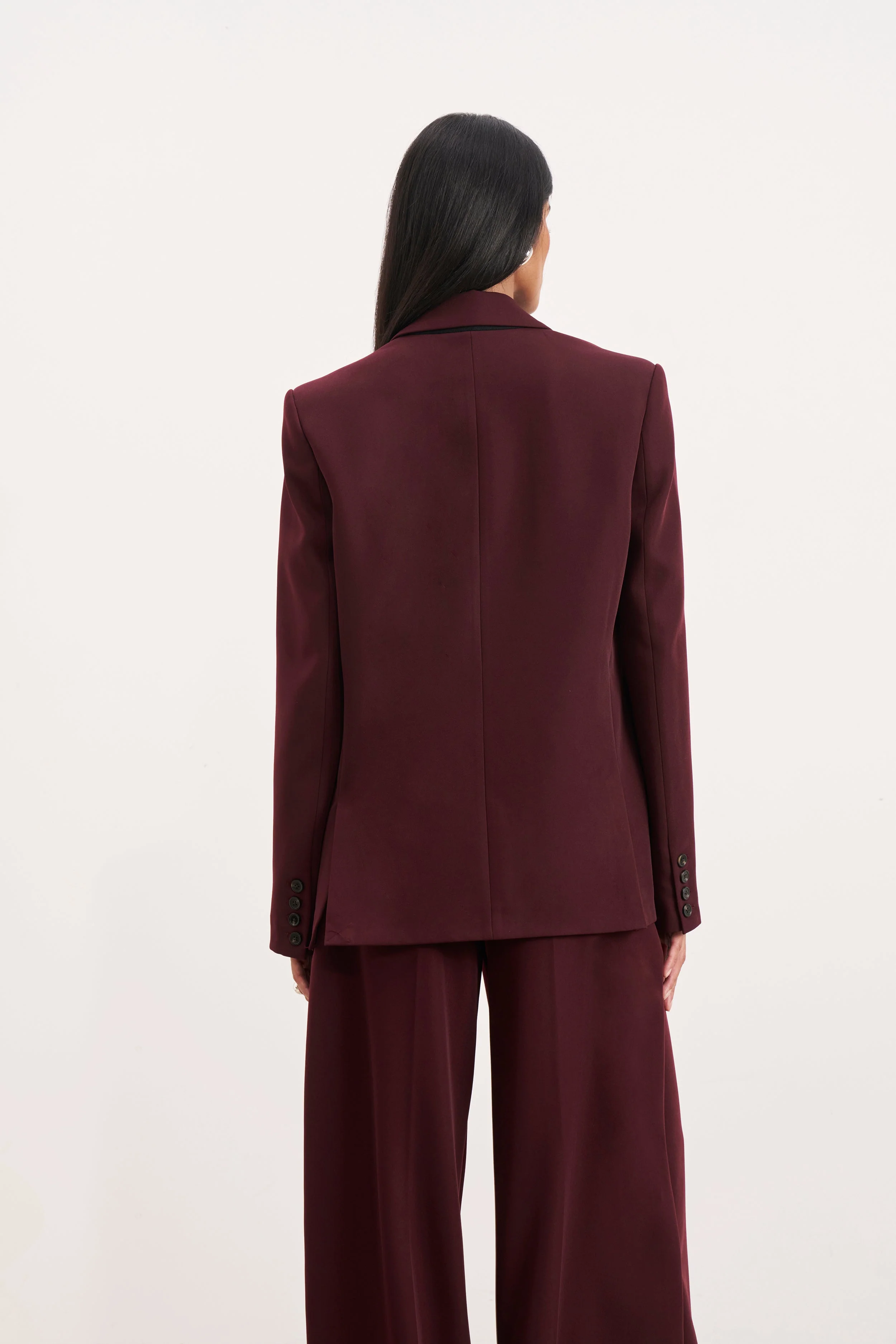 Dropped Waist Double Breasted Blazer - Mulberry - Image 8