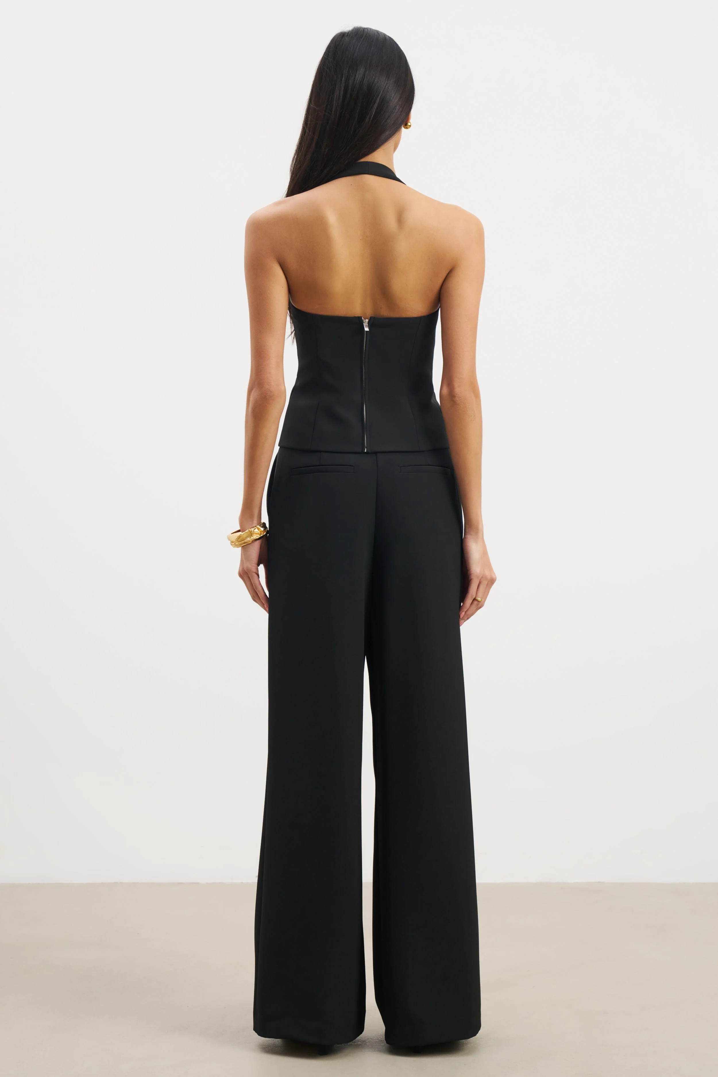 Effortless Pleated Wide Leg Trousers - Black - Image 9