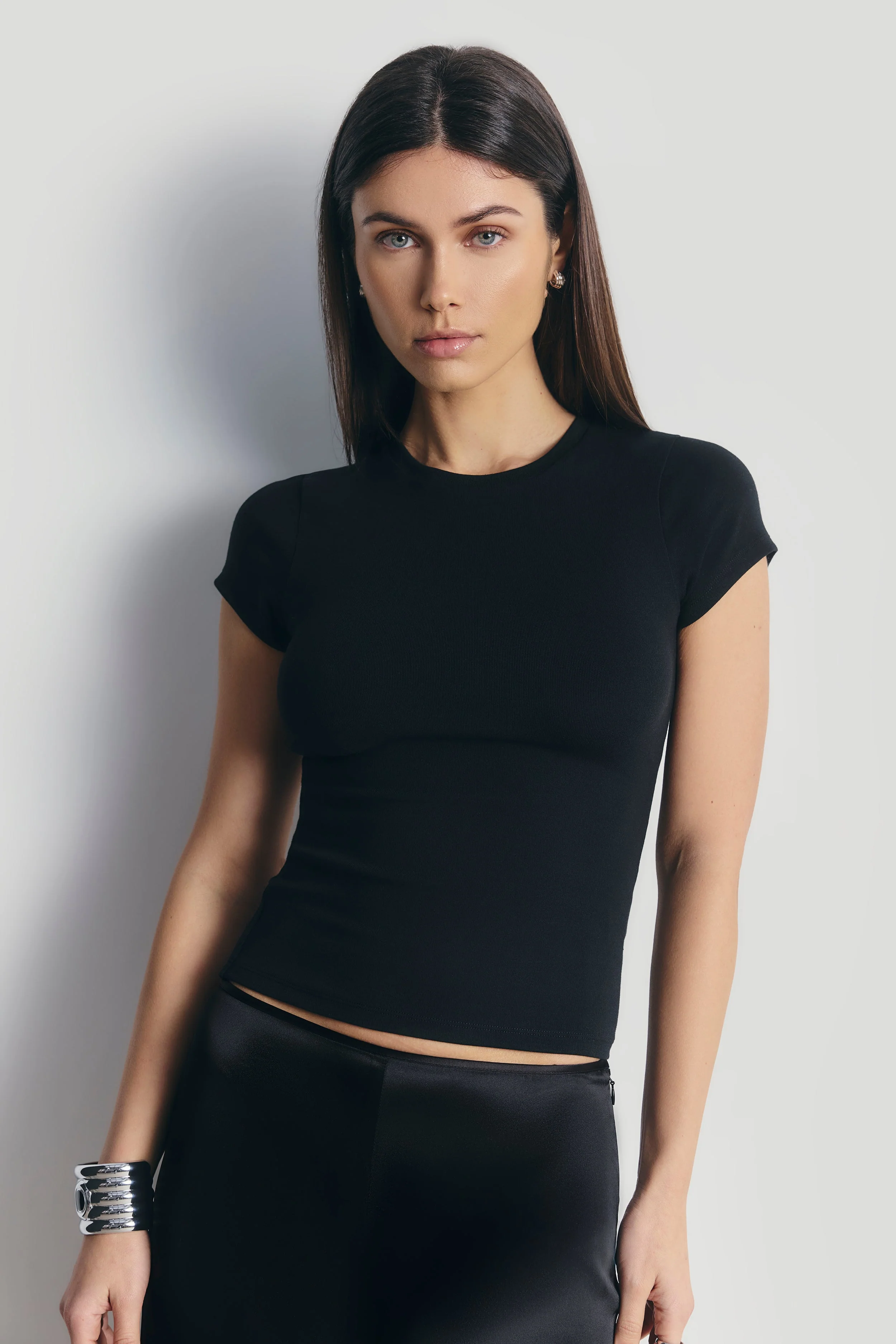 Formal Satin Ultra Wide Leg Trousers - Black - Image 5
