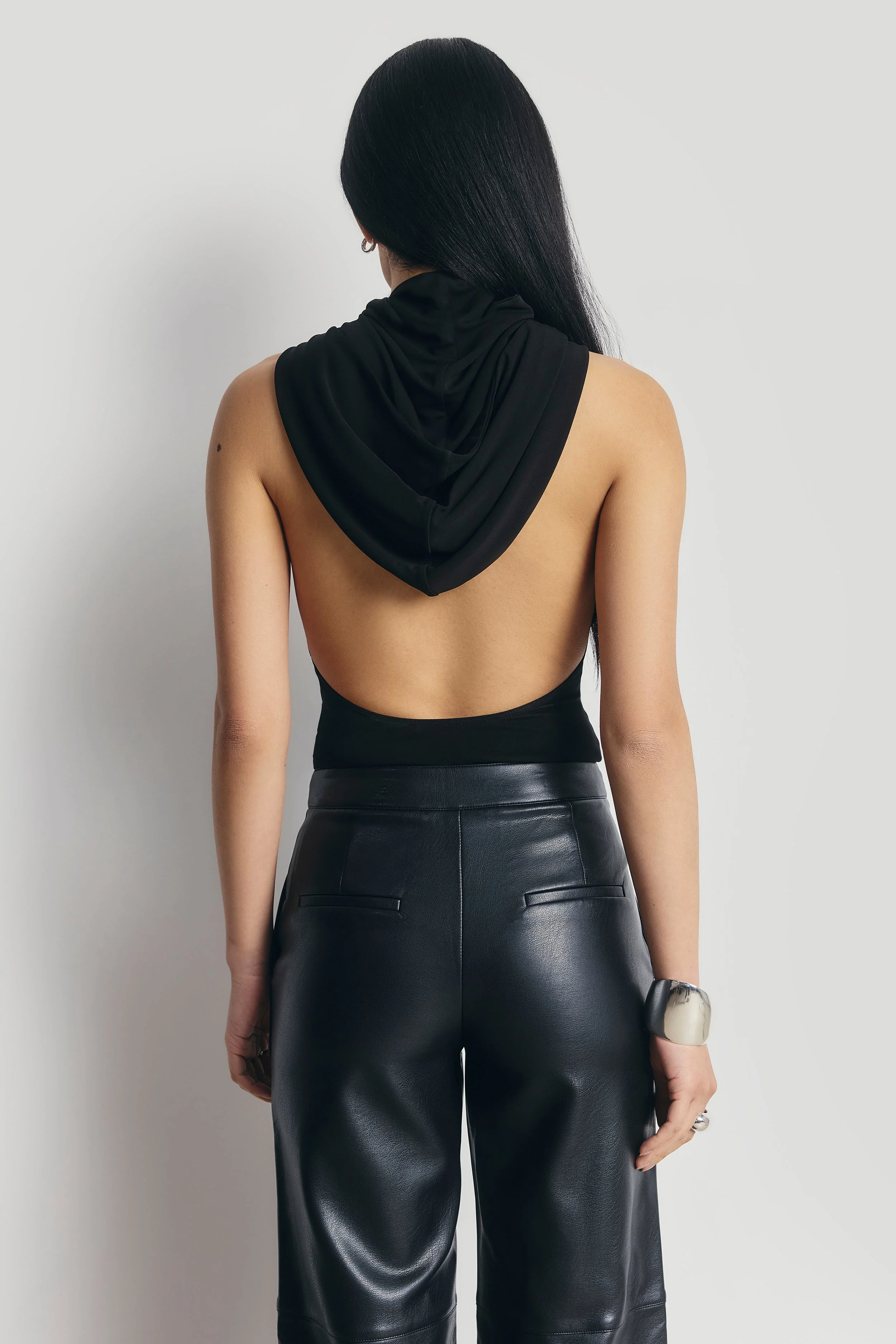 Hooded Halterneck Bodysuit - Black - Image 3
