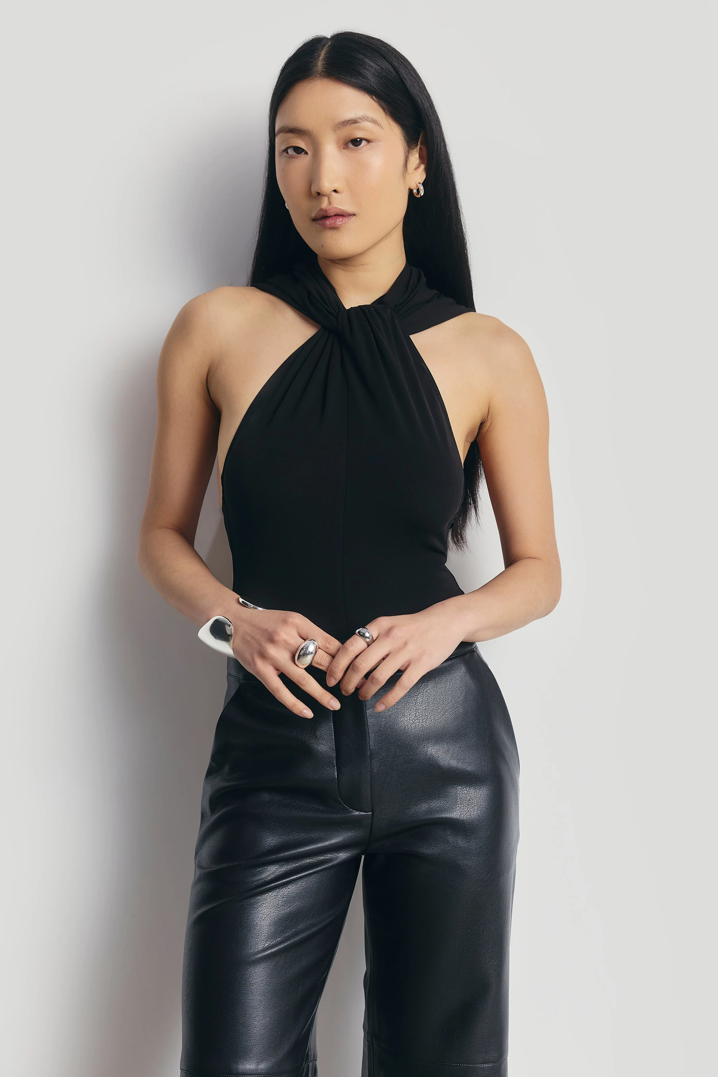 Hooded Halterneck Bodysuit - Black - Image 4