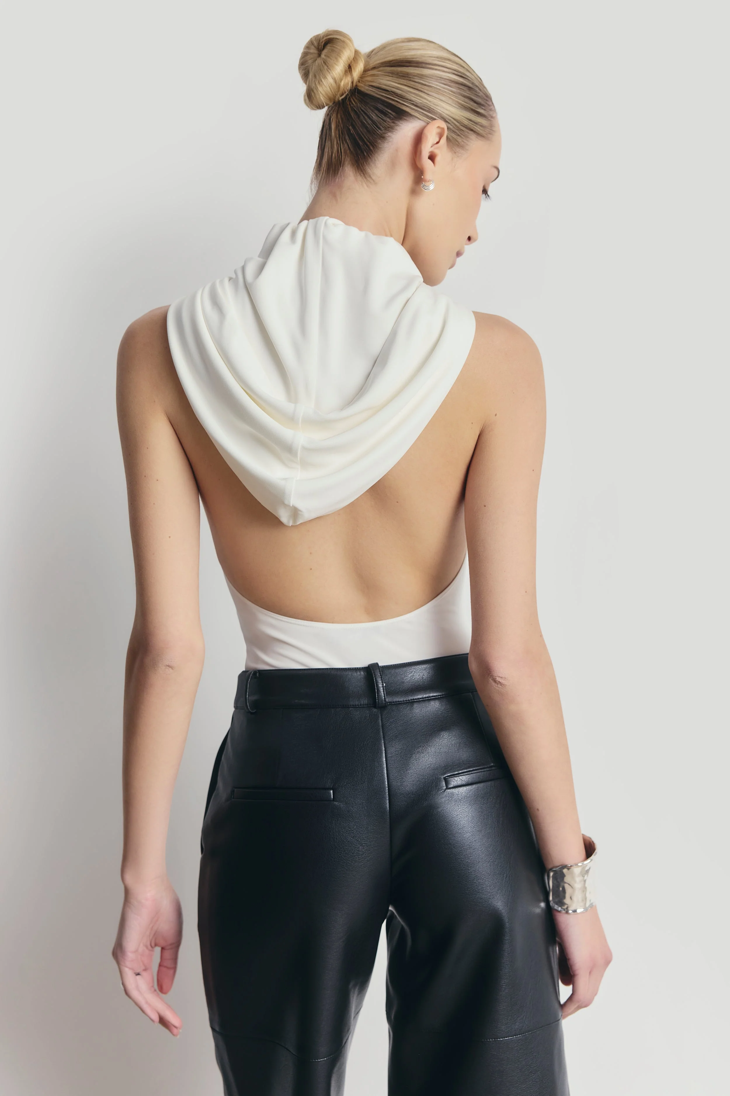 Hooded Halterneck Bodysuit - White - Image 3