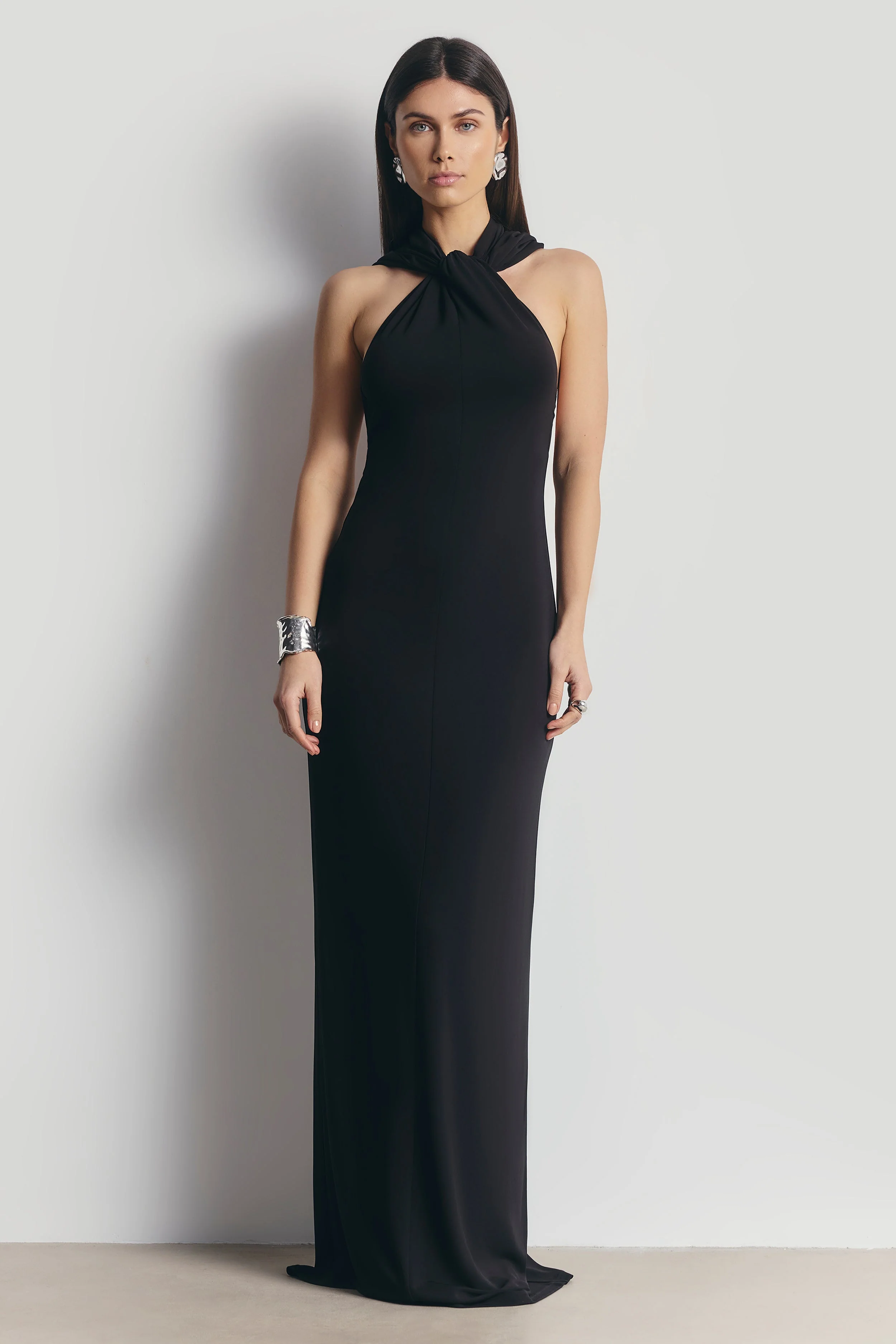 Hooded Halterneck Maxi Dress - Black - Image 4