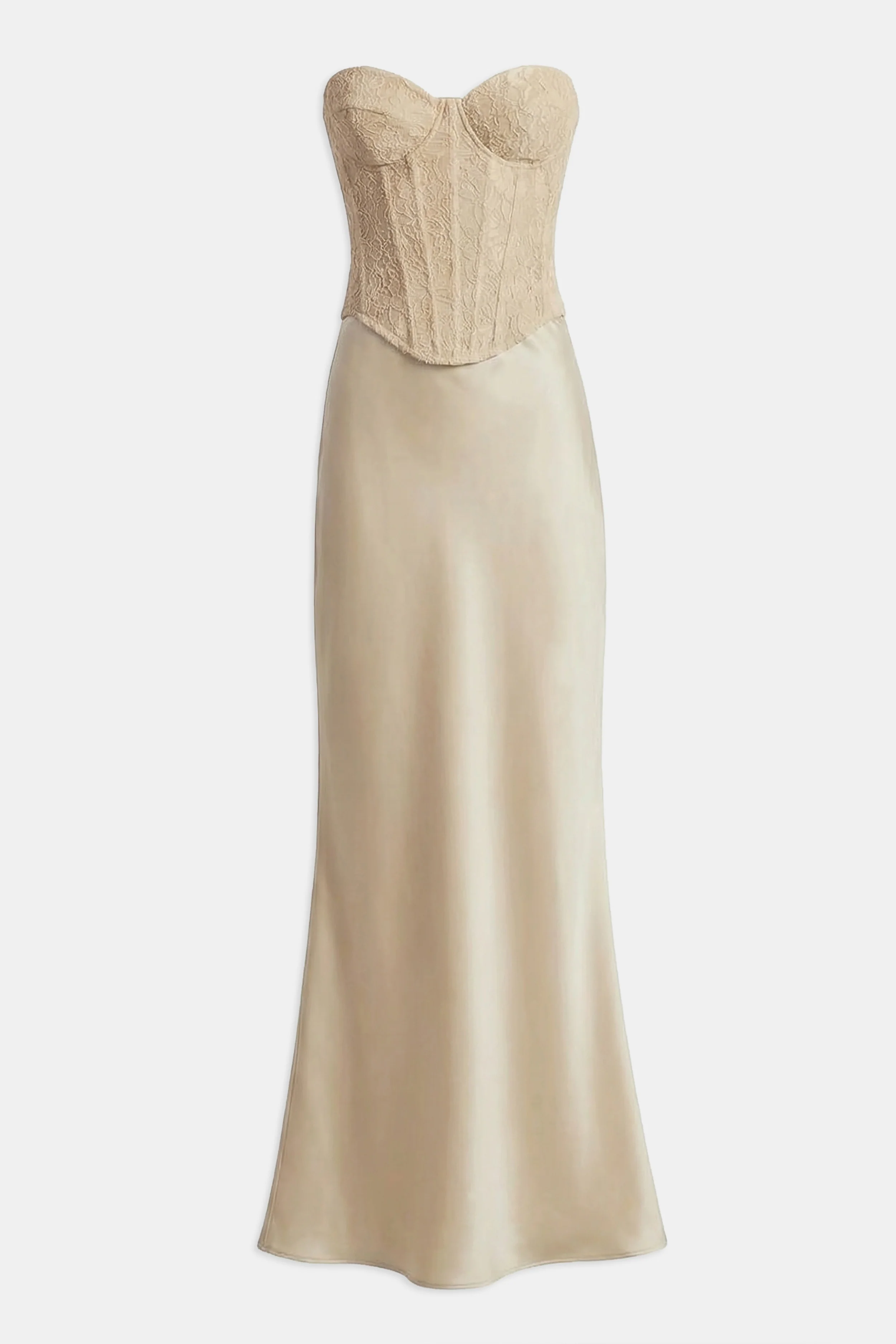 Lace Corset Gown with Sweetheart Neckline - Champagne - Image 8