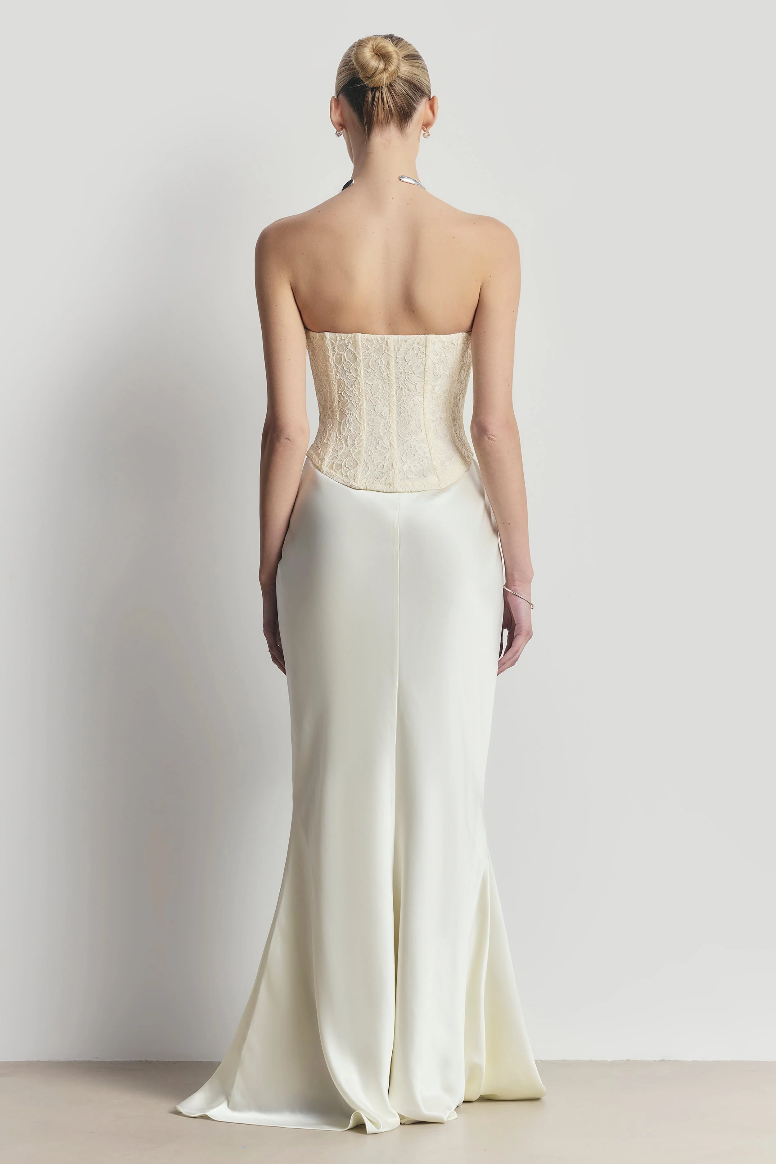 Lace Corset Gown with Sweetheart Neckline - Cream - Image 7