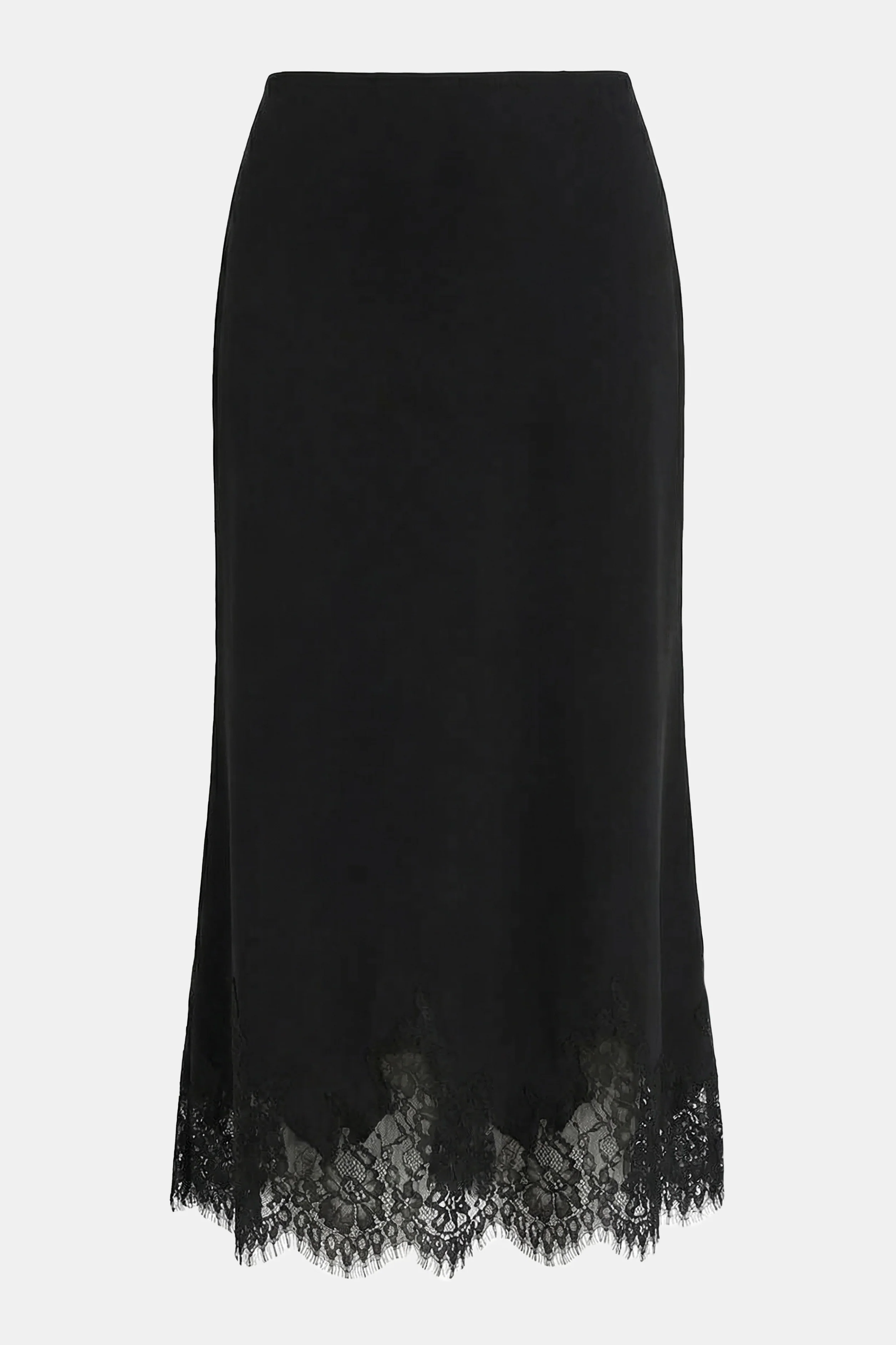Lace Hem Column Maxi Skirt - Black - Image 10