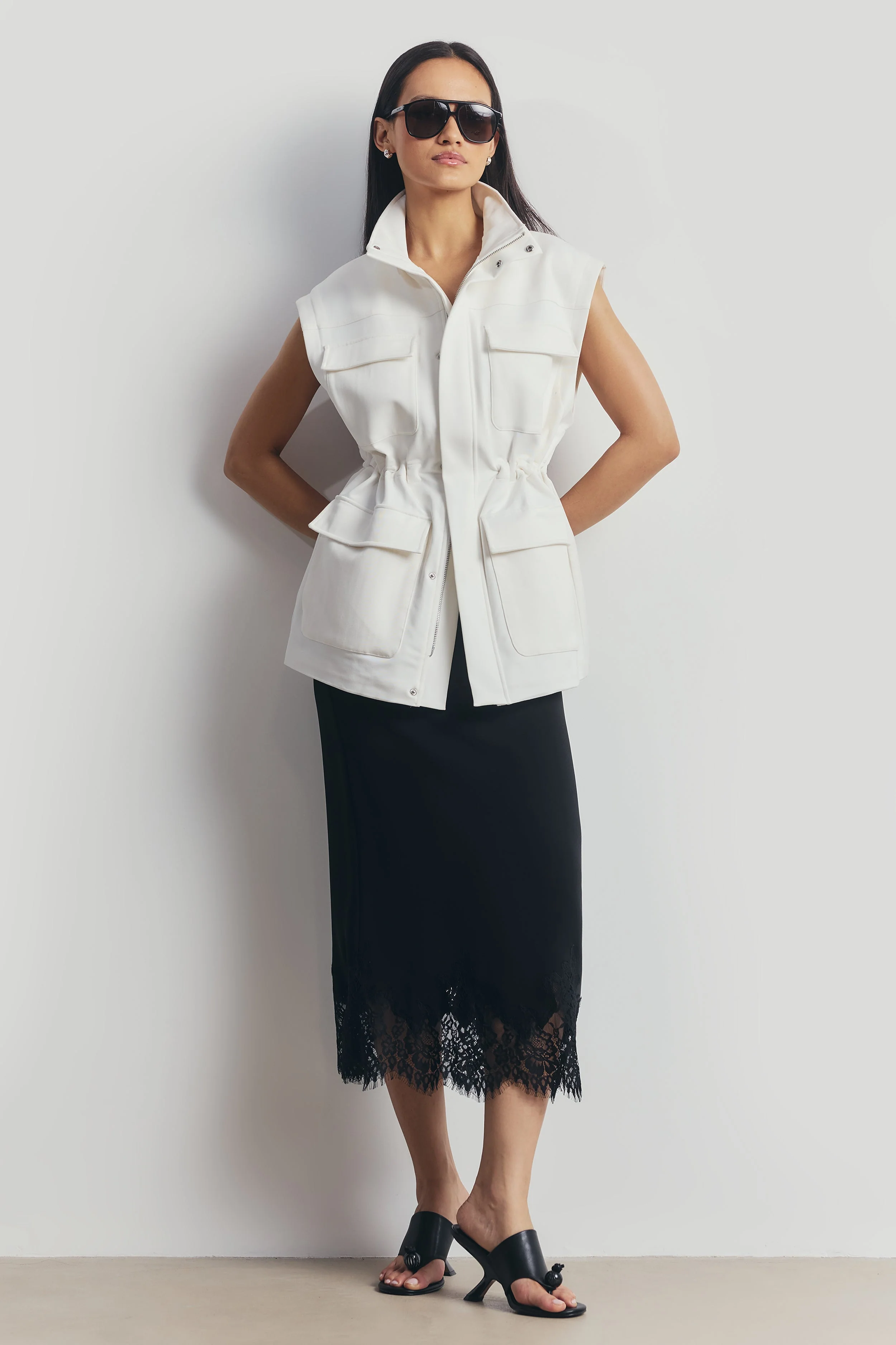 Lace Hem Column Maxi Skirt - Black - Image 8