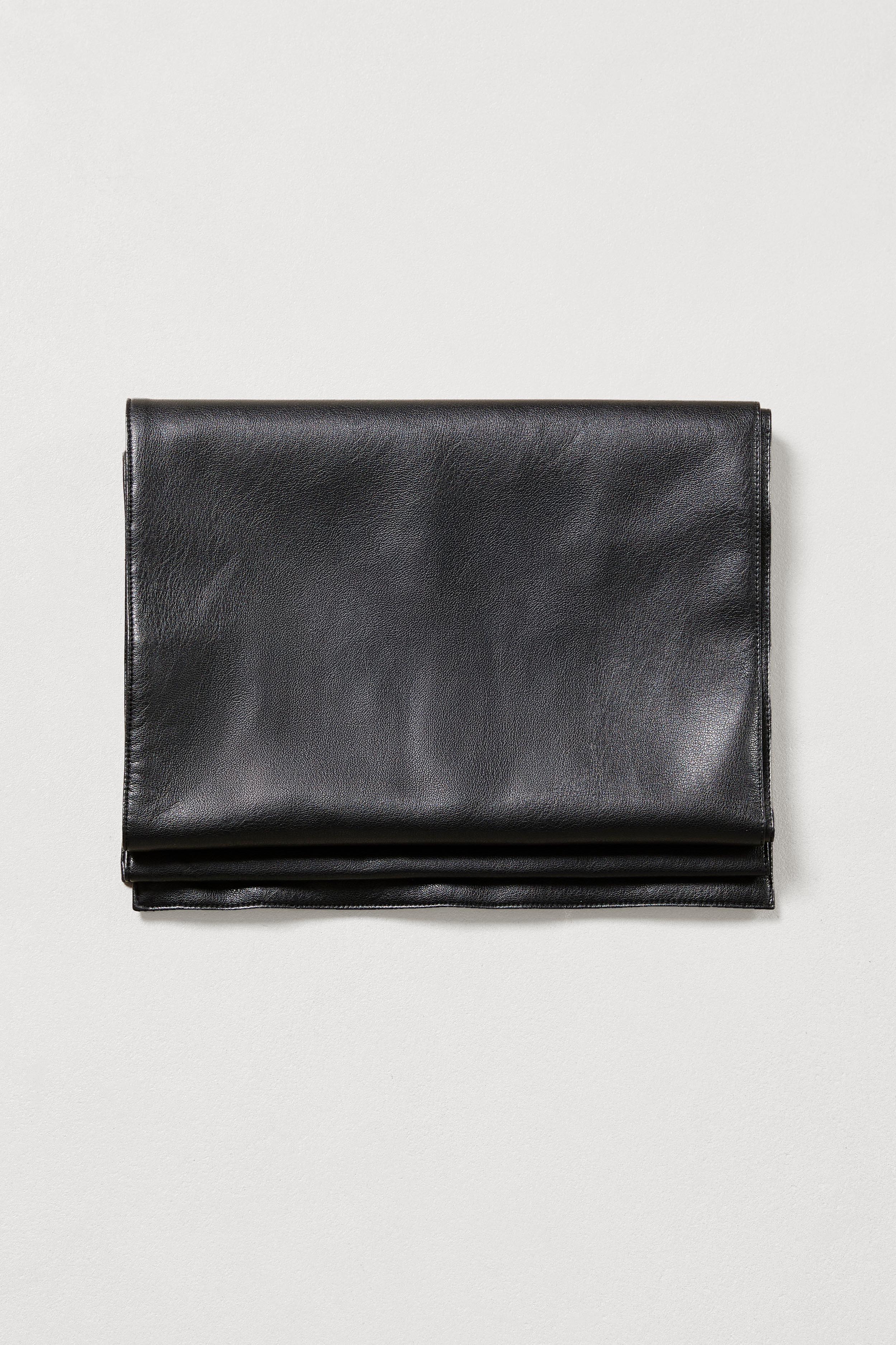 Leather Longline Scarf - Black - Image 3