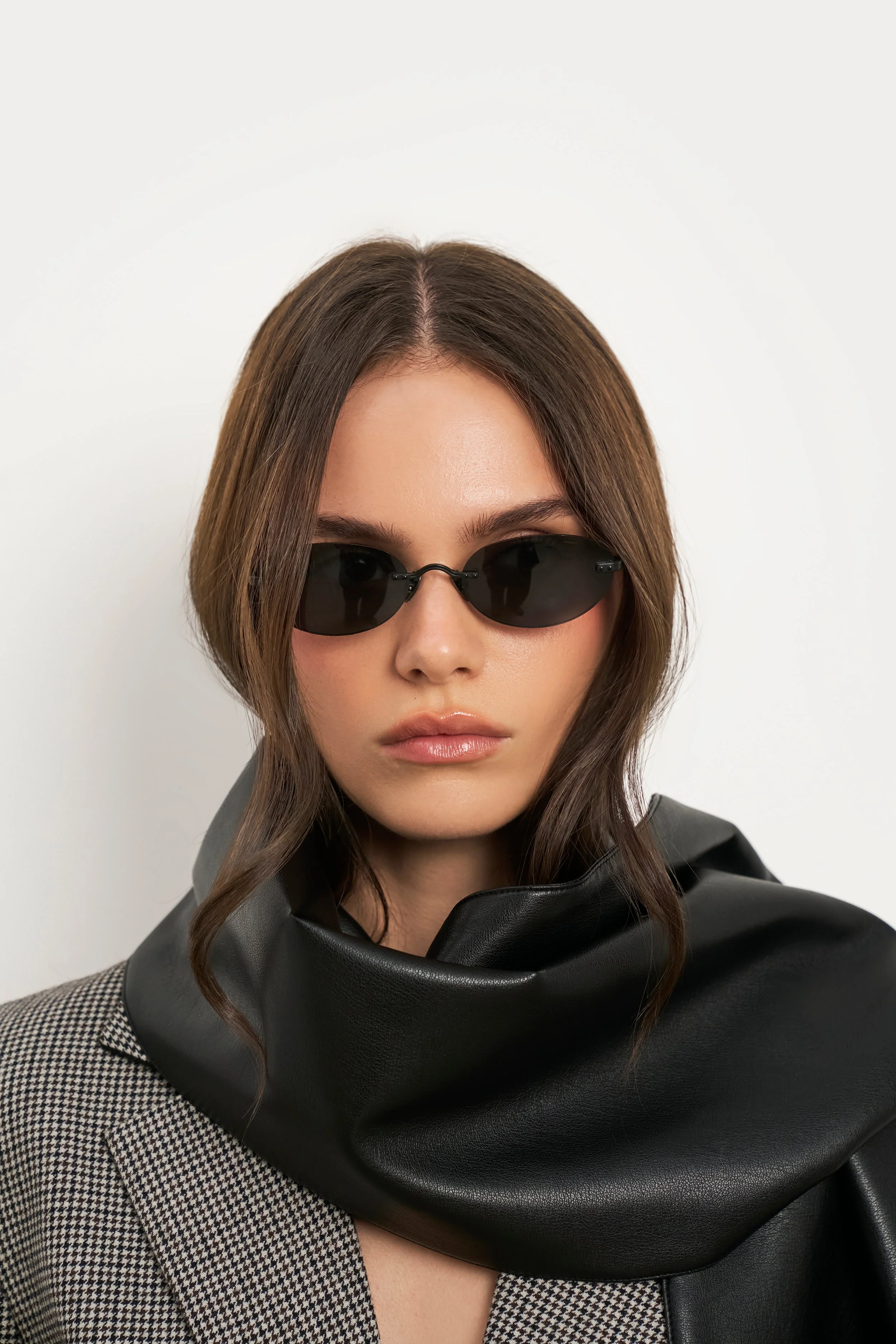 Leather Longline Scarf - Black - Image 9
