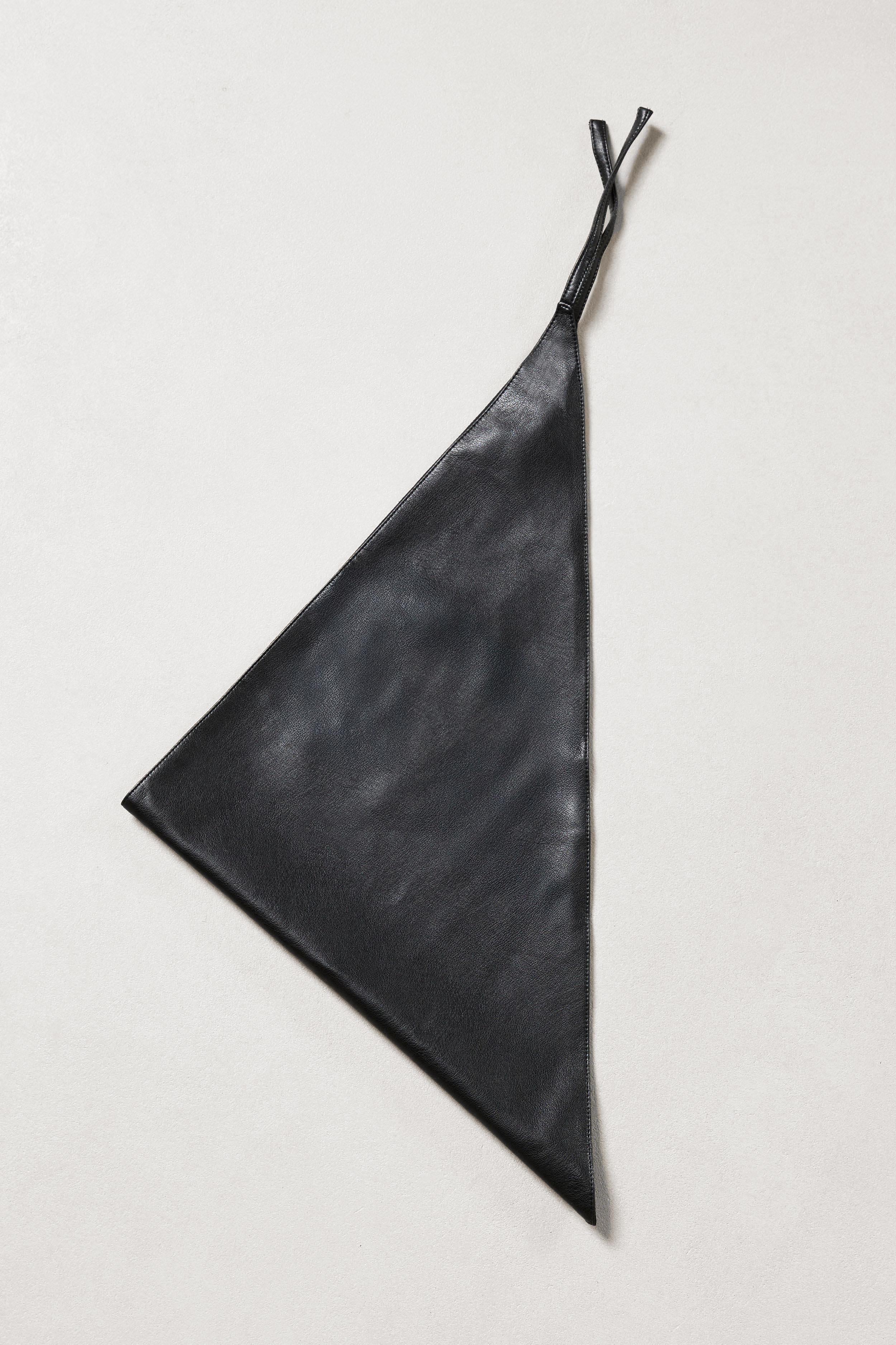 Leather Triangle Scarf - Black - Image 3