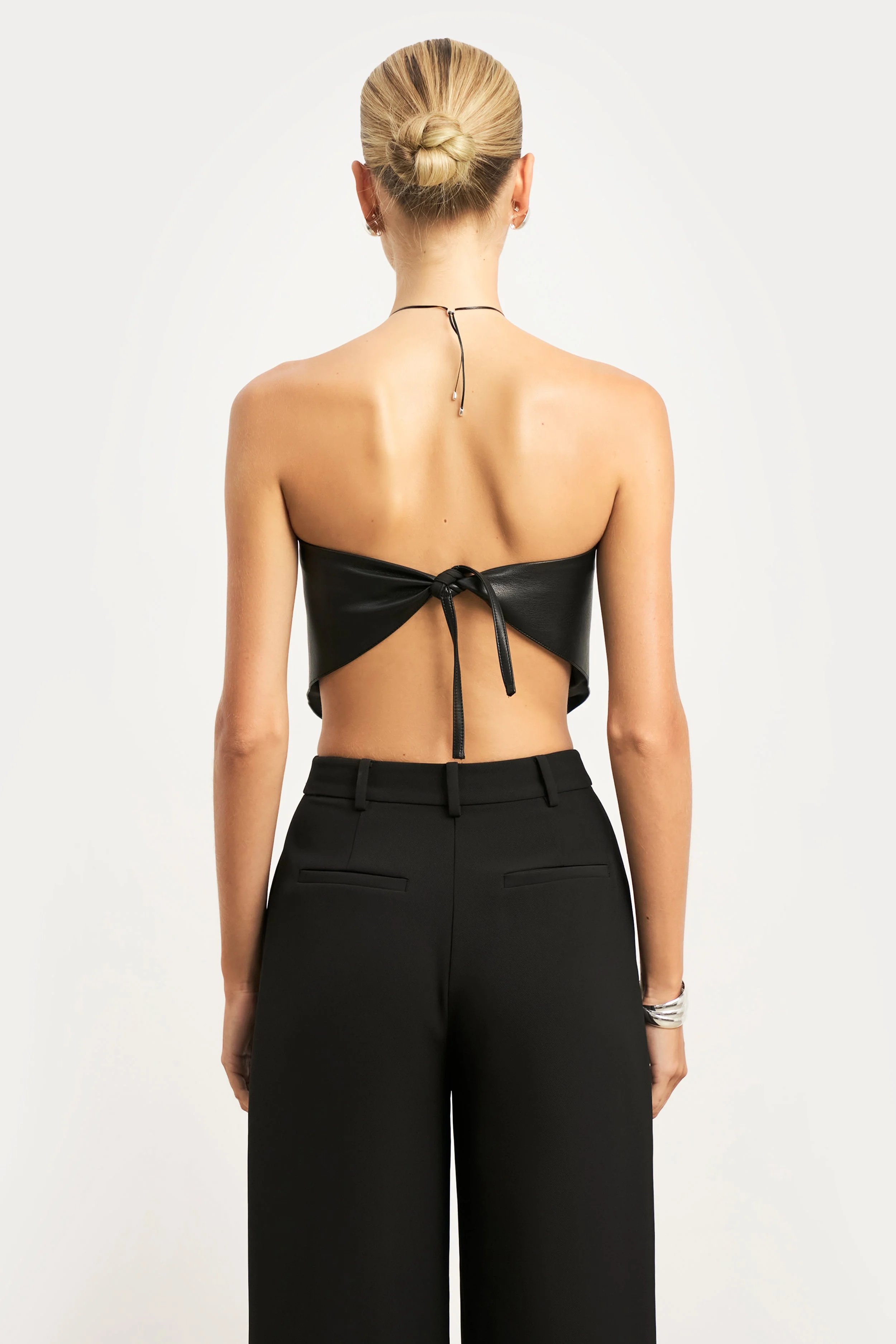 Leather Triangle Scarf - Black - Image 6