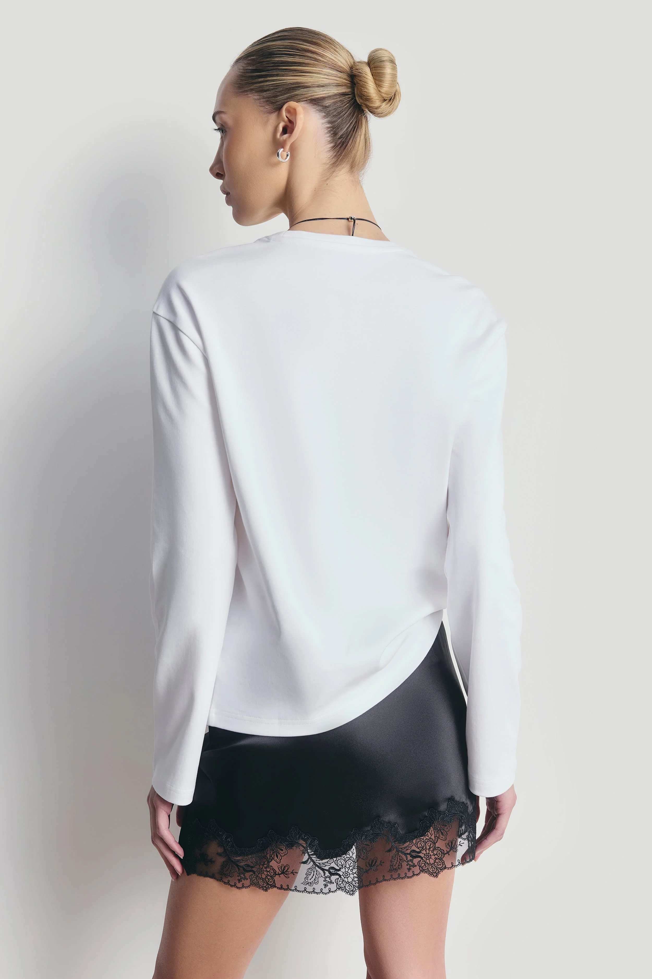 Oversized Longsleeve T Shirt - White - Image 6