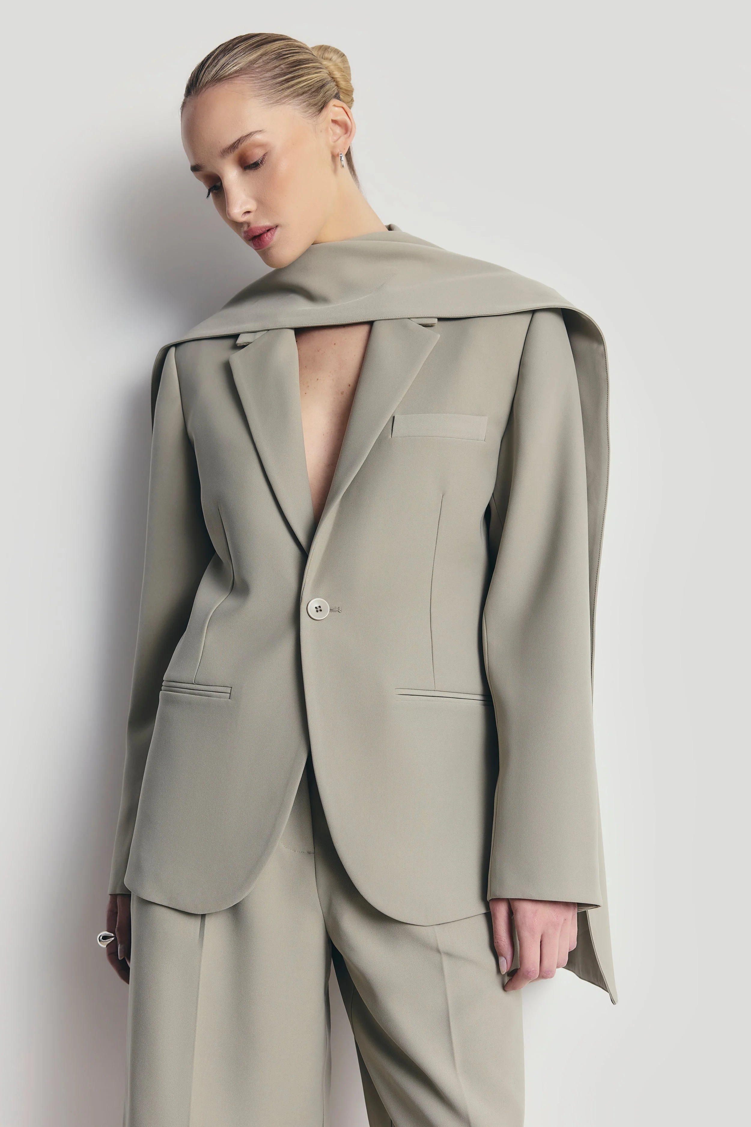 Oversized Single Breasted Blazer - Antique Sage - Image 3