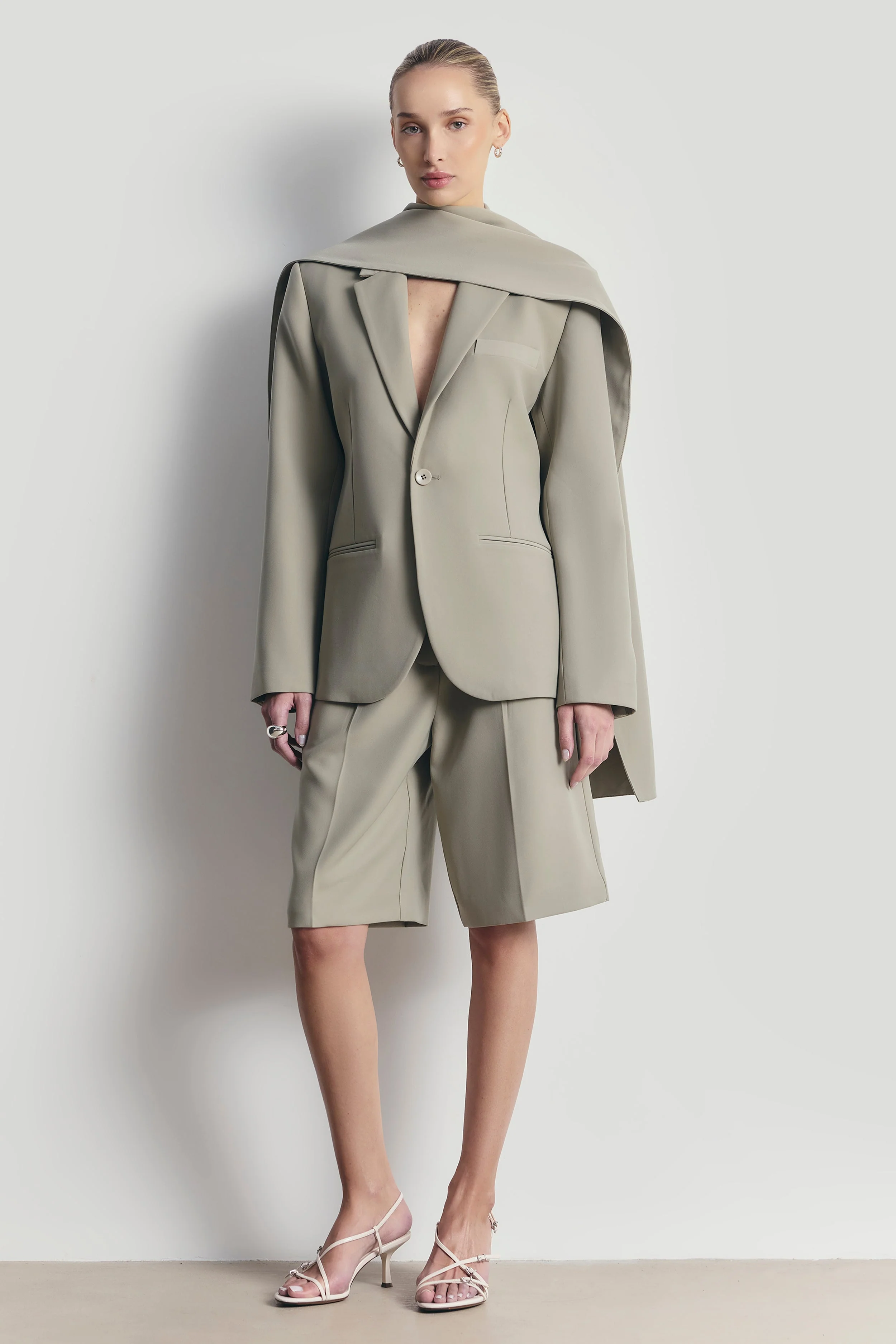 Oversized Single Breasted Blazer - Antique Sage - Image 4