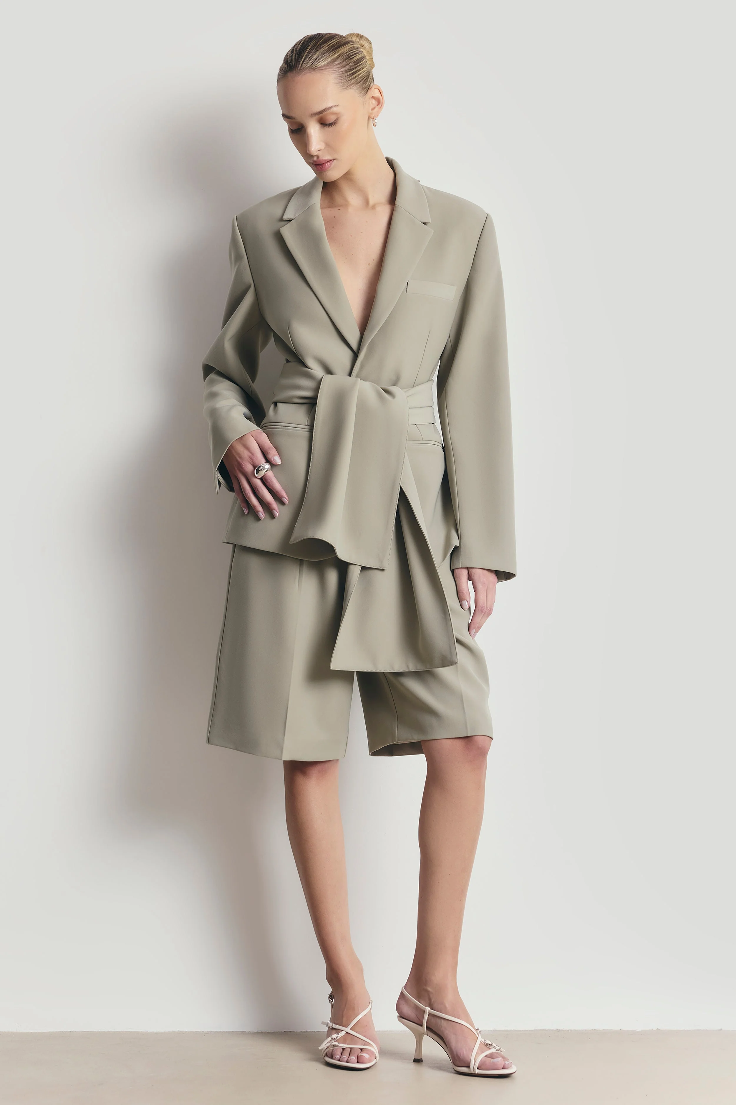 Oversized Single Breasted Blazer - Antique Sage - Image 5