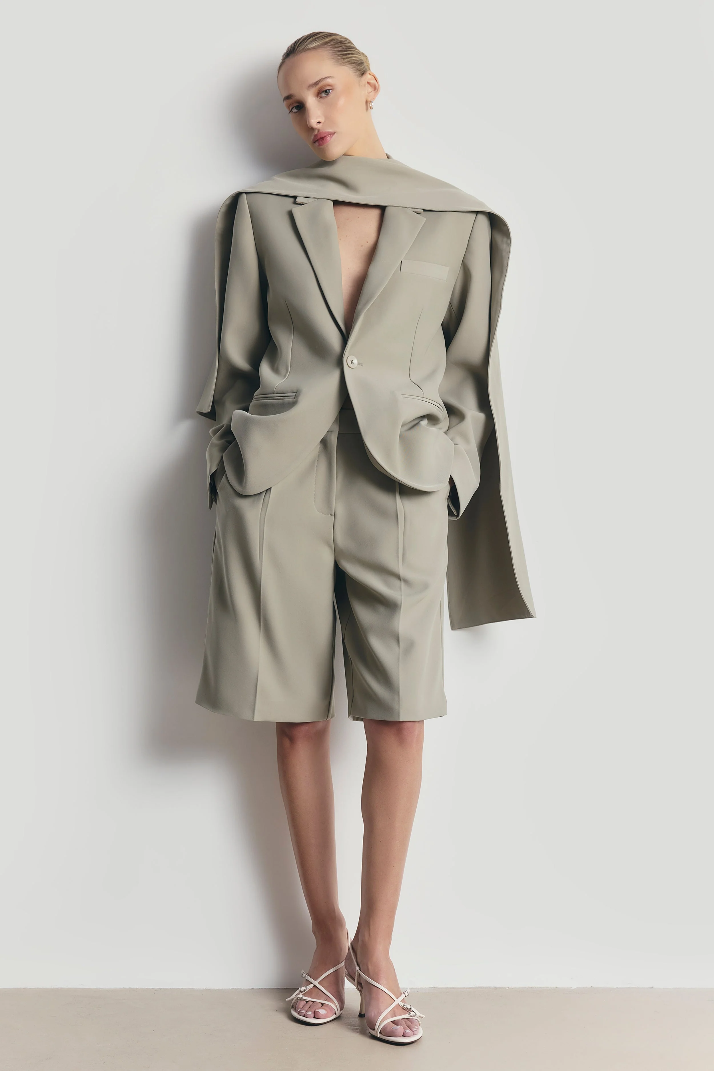 Oversized Single Breasted Blazer - Antique Sage - Image 6