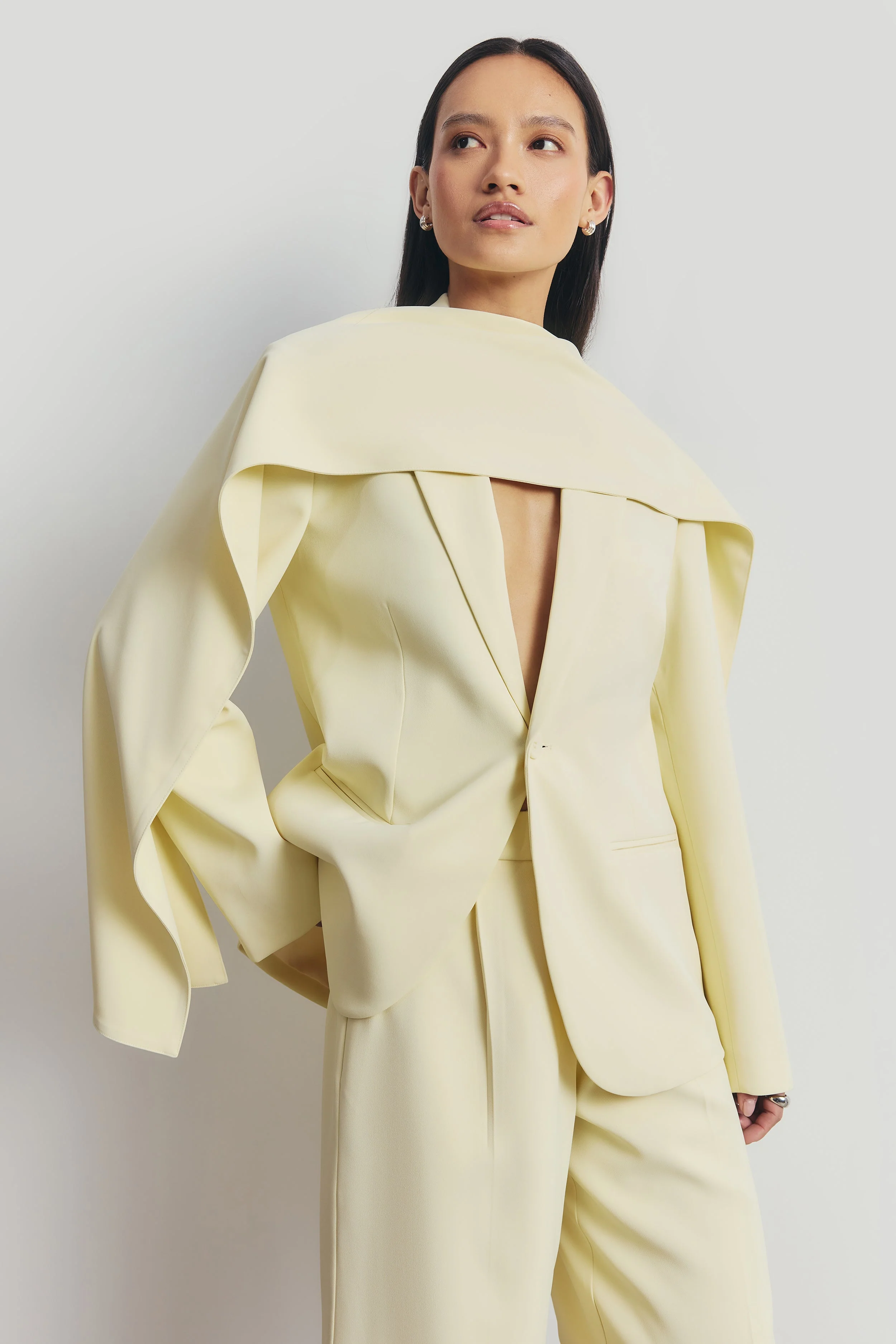 Oversized Single Breasted Blazer - Buttermilk - Image 3