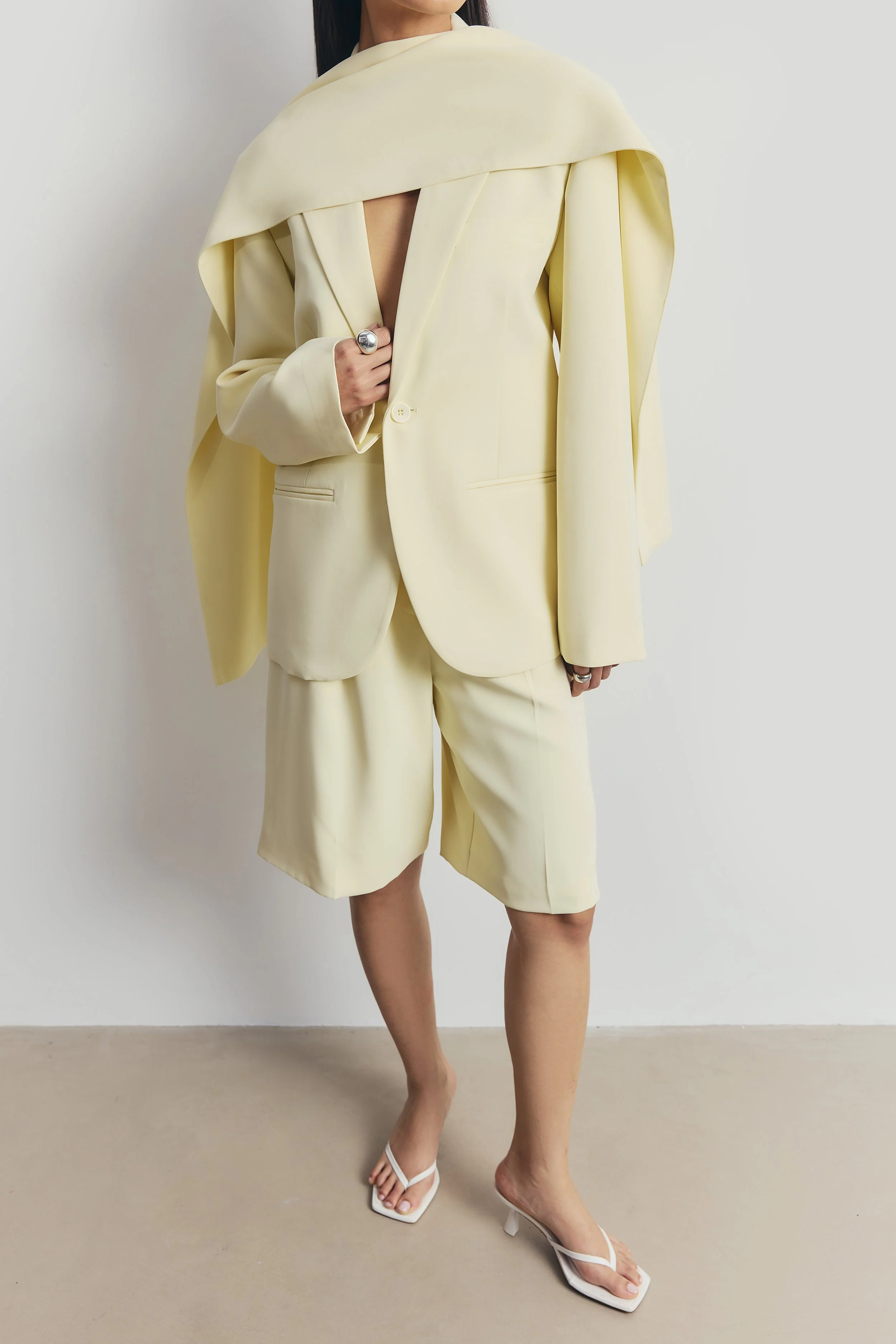 Oversized Single Breasted Blazer - Buttermilk - Image 7