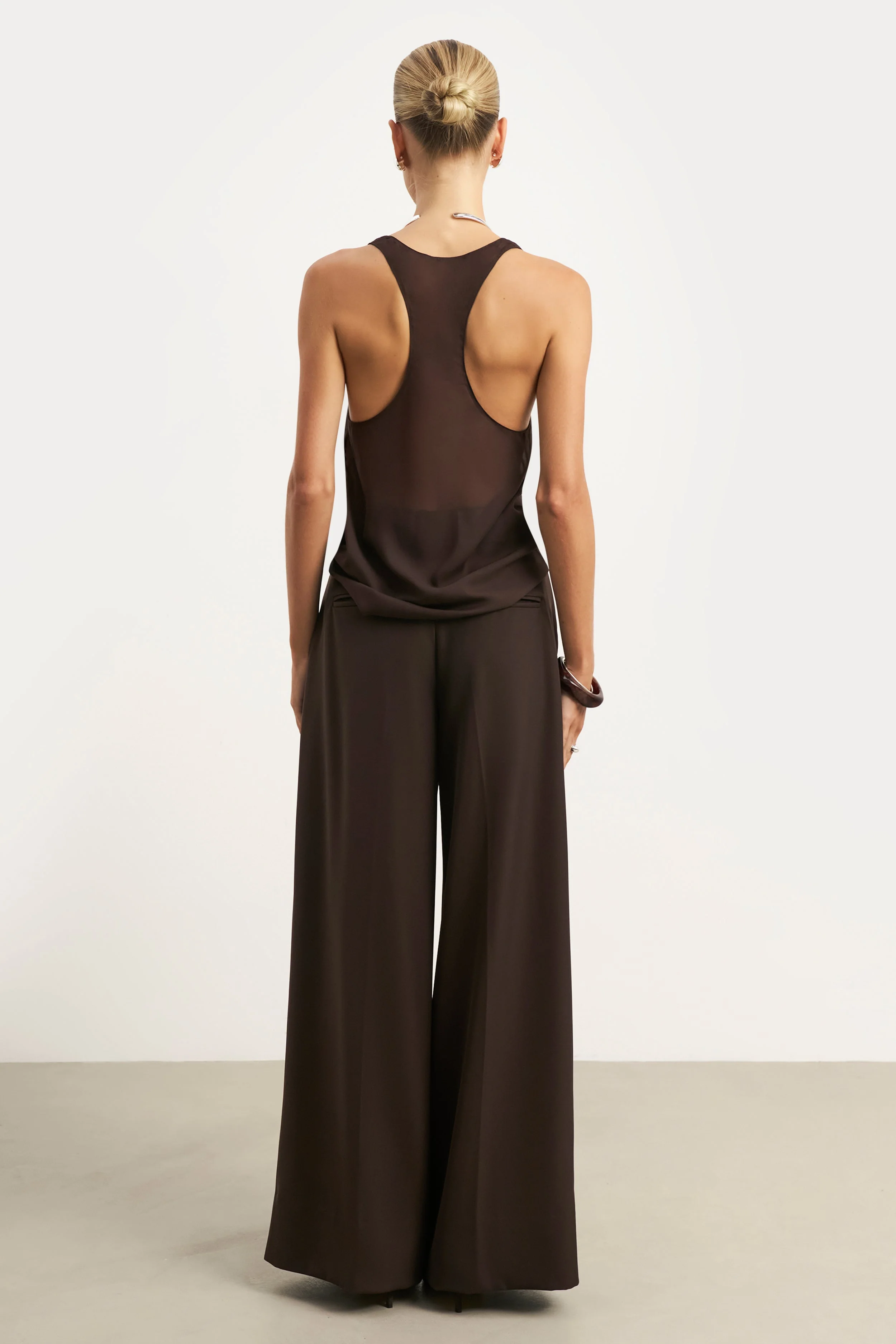 Pleated Ultra Wide Leg Trousers - Carob - Image 5