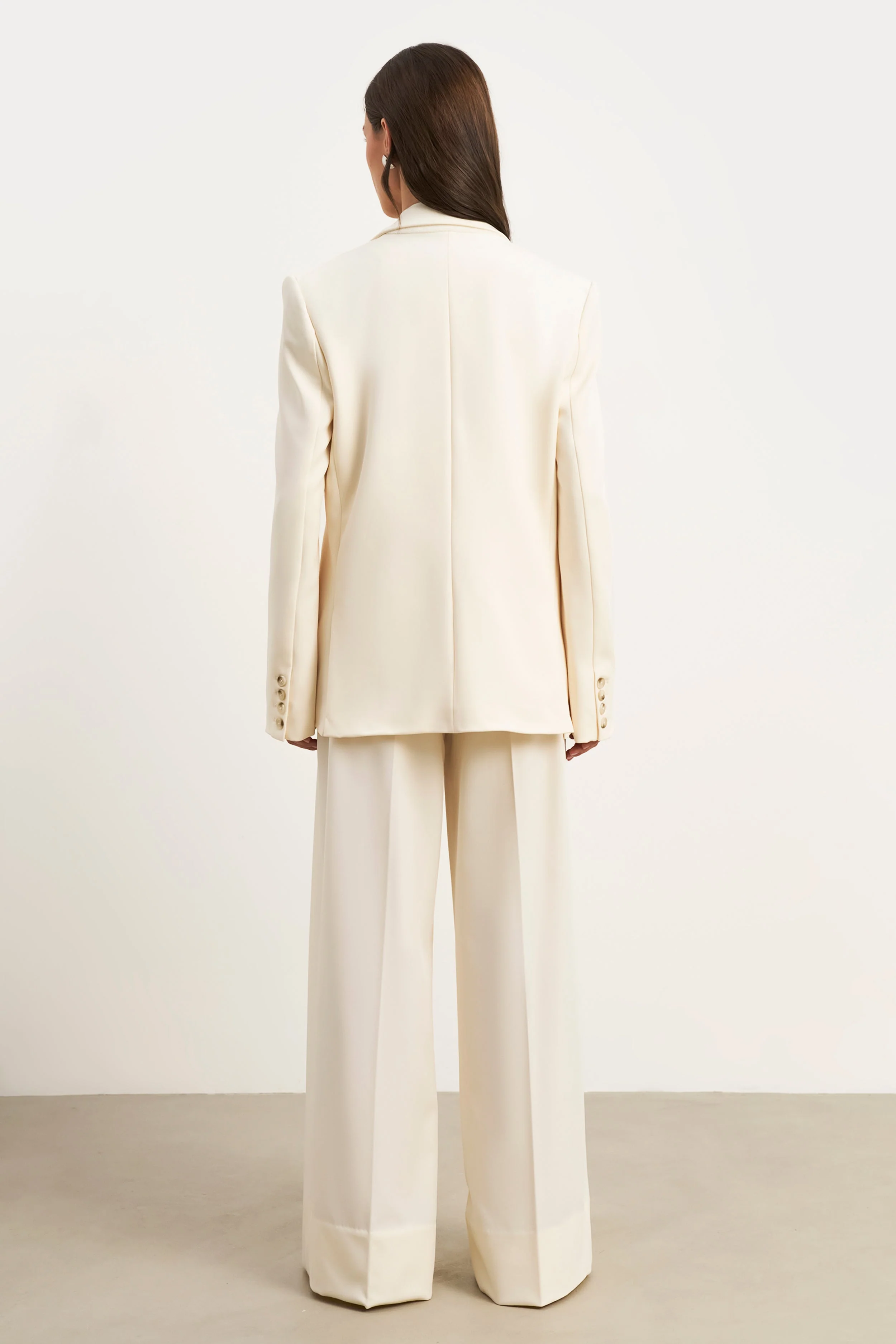 Pleated Ultra Wide Leg Trousers - Cream - Image 8