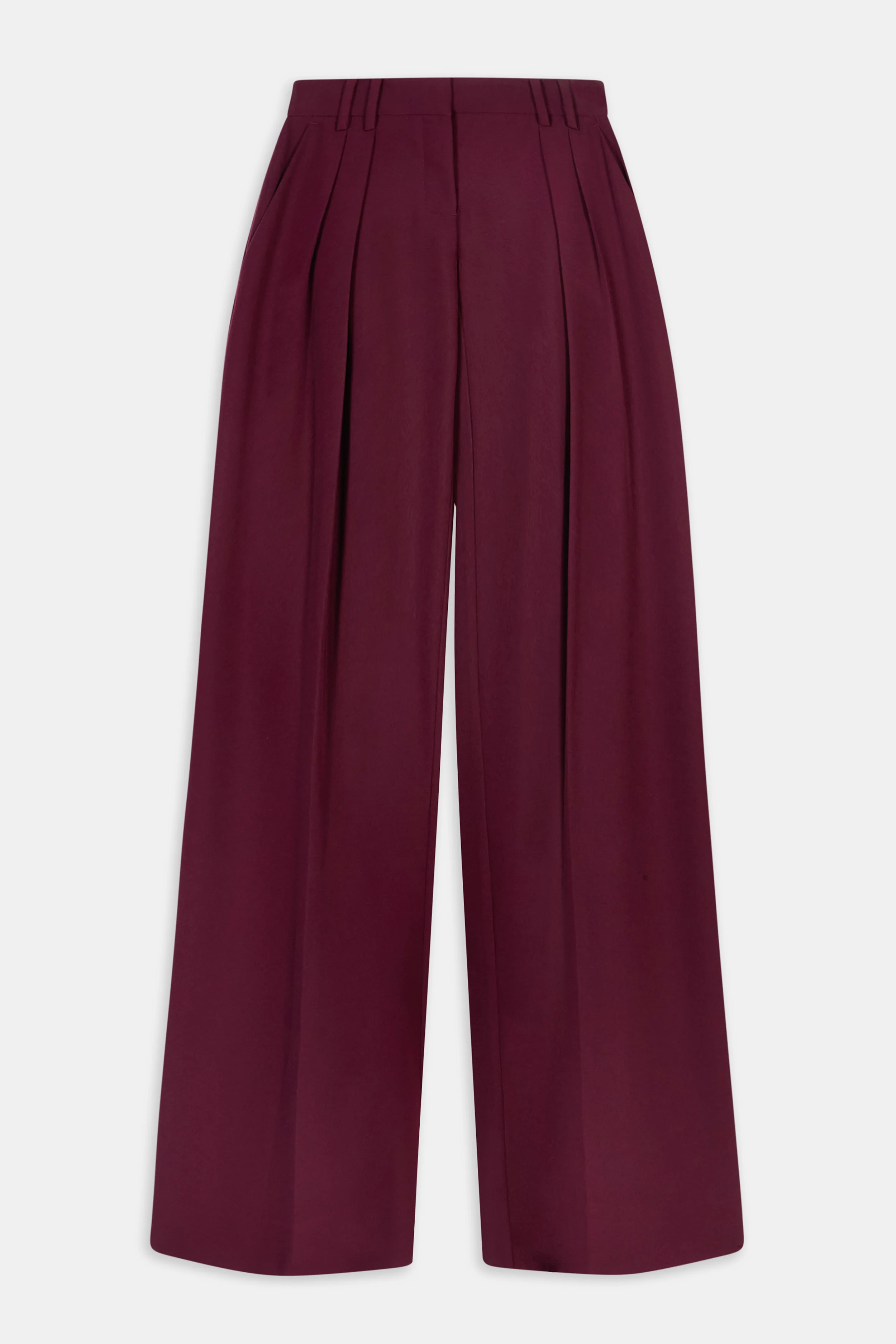 Pleated Ultra Wide Leg Trousers - Mulberry - Image 10